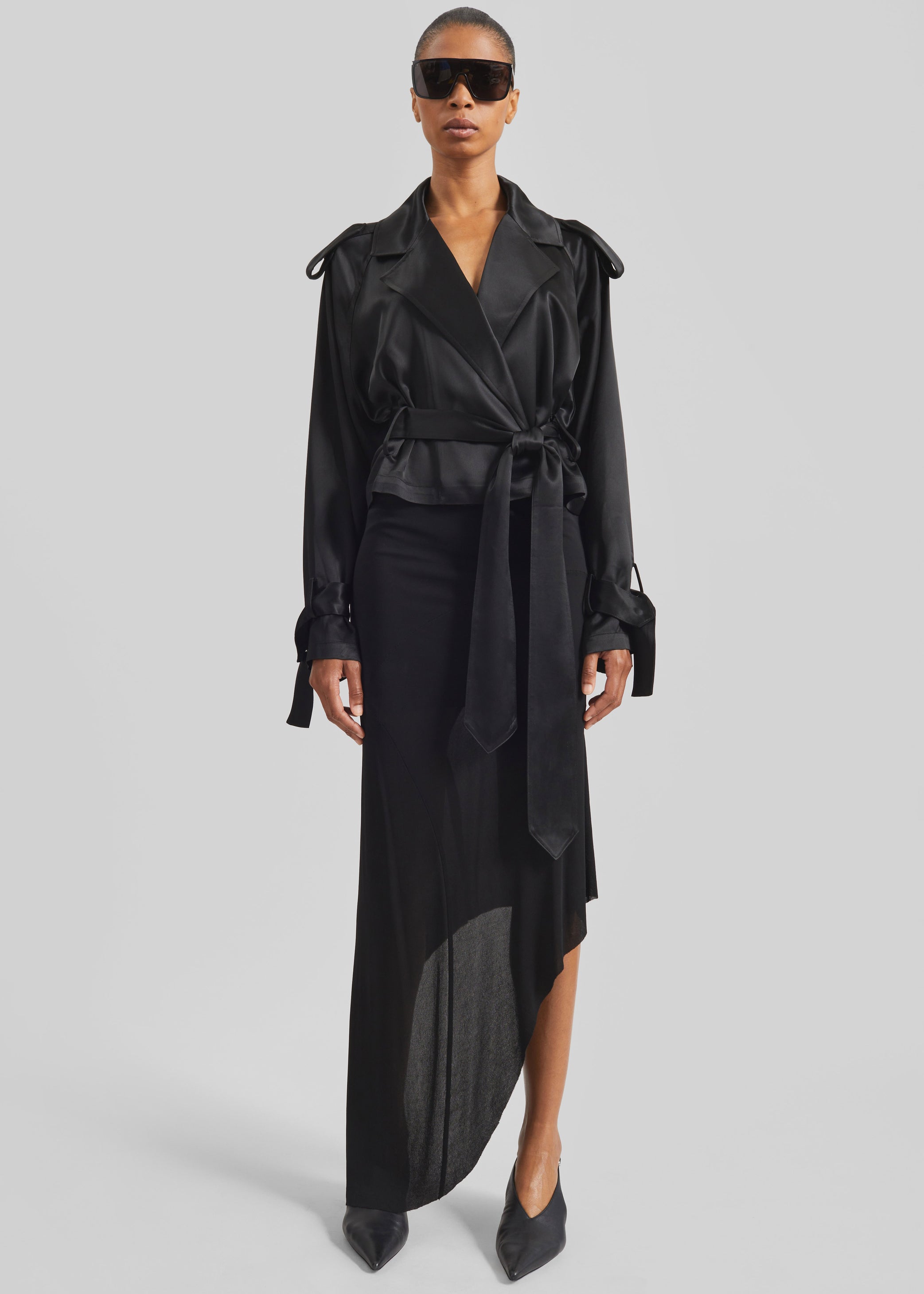 Shop the look image for Kitty Sheer Asymmetric Skirt - Black