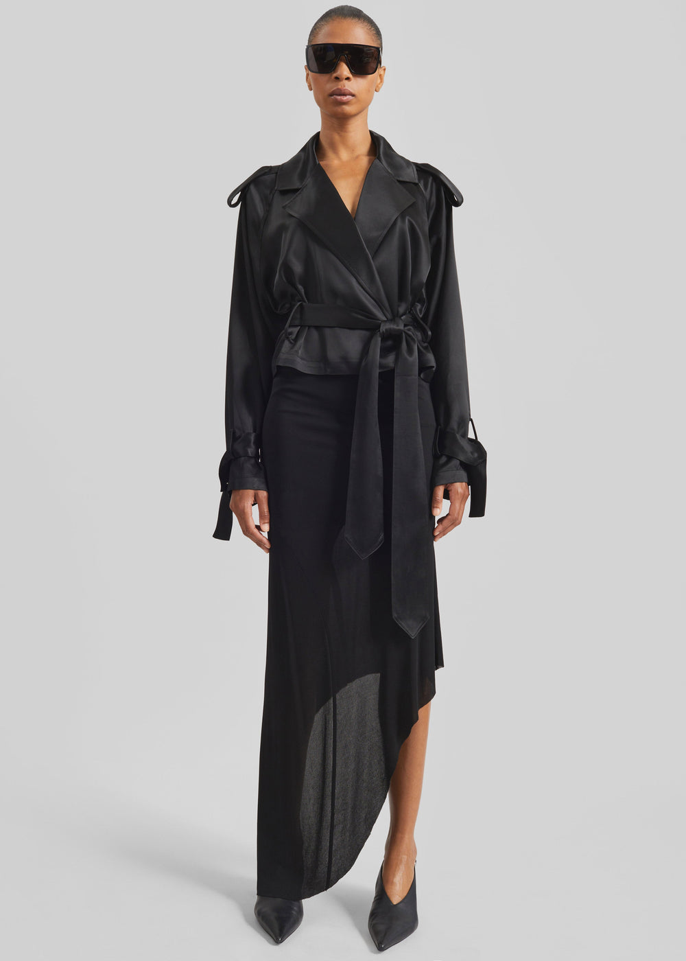 Kitty Sheer Asymmetric Skirt - Black - 1