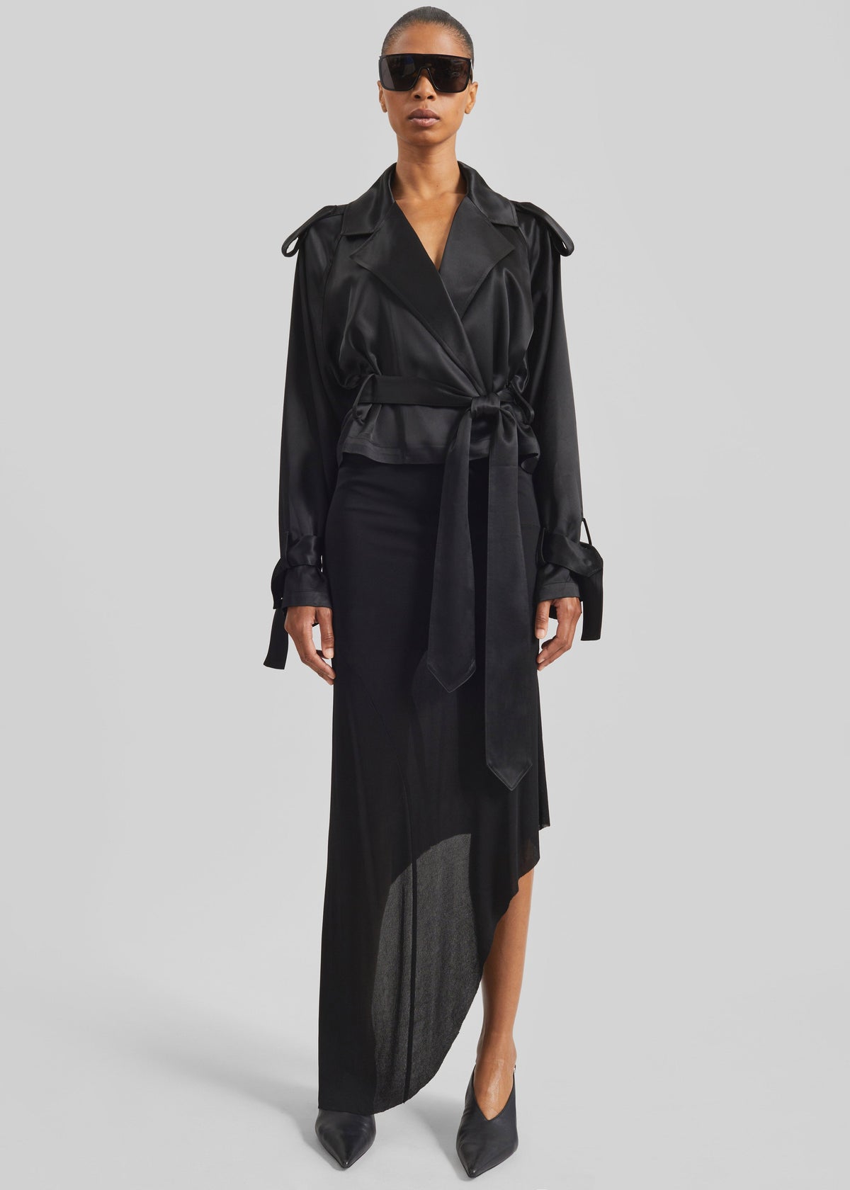 Kitty Sheer Asymmetric Skirt - Black - 3