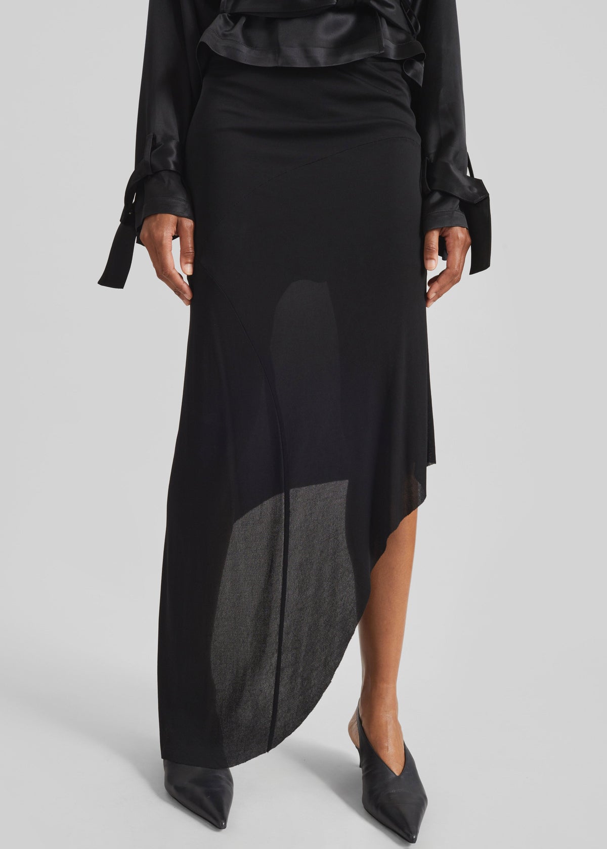 Kitty Sheer Asymmetric Skirt - Black - 5