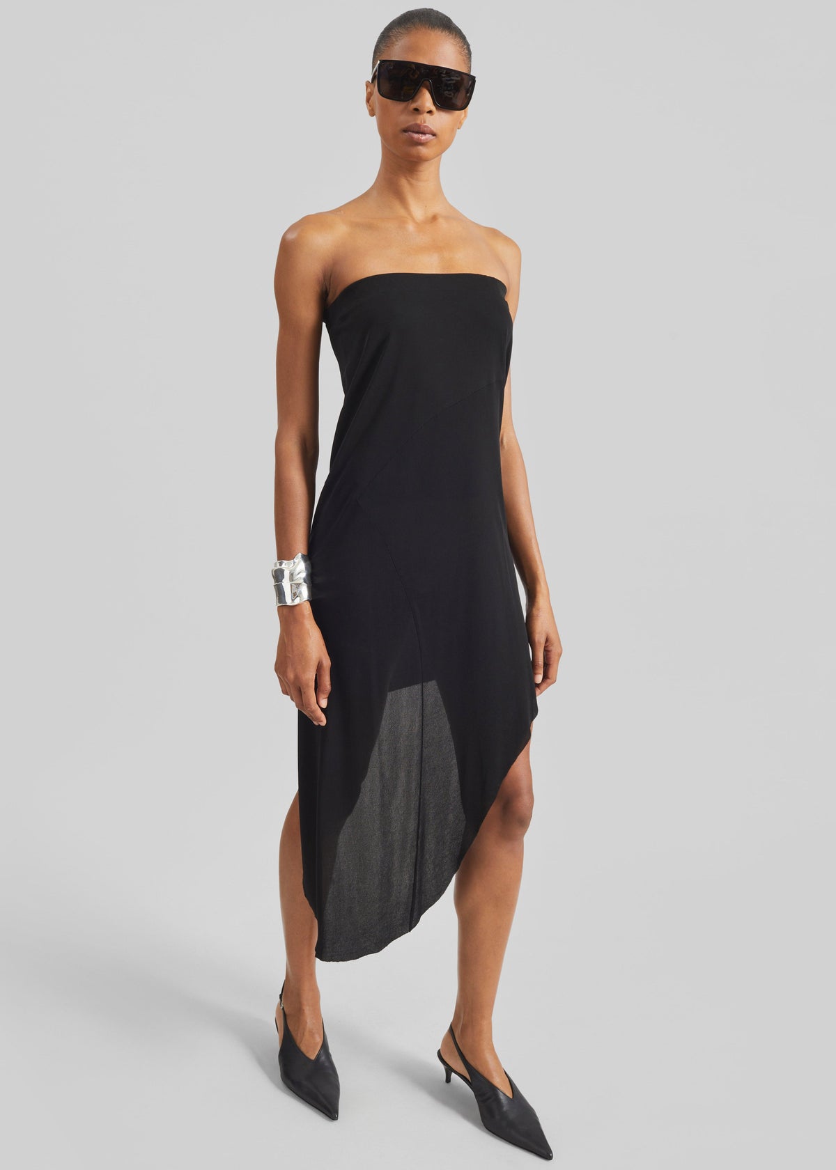 Kitty Sheer Asymmetric Skirt - Black - 4