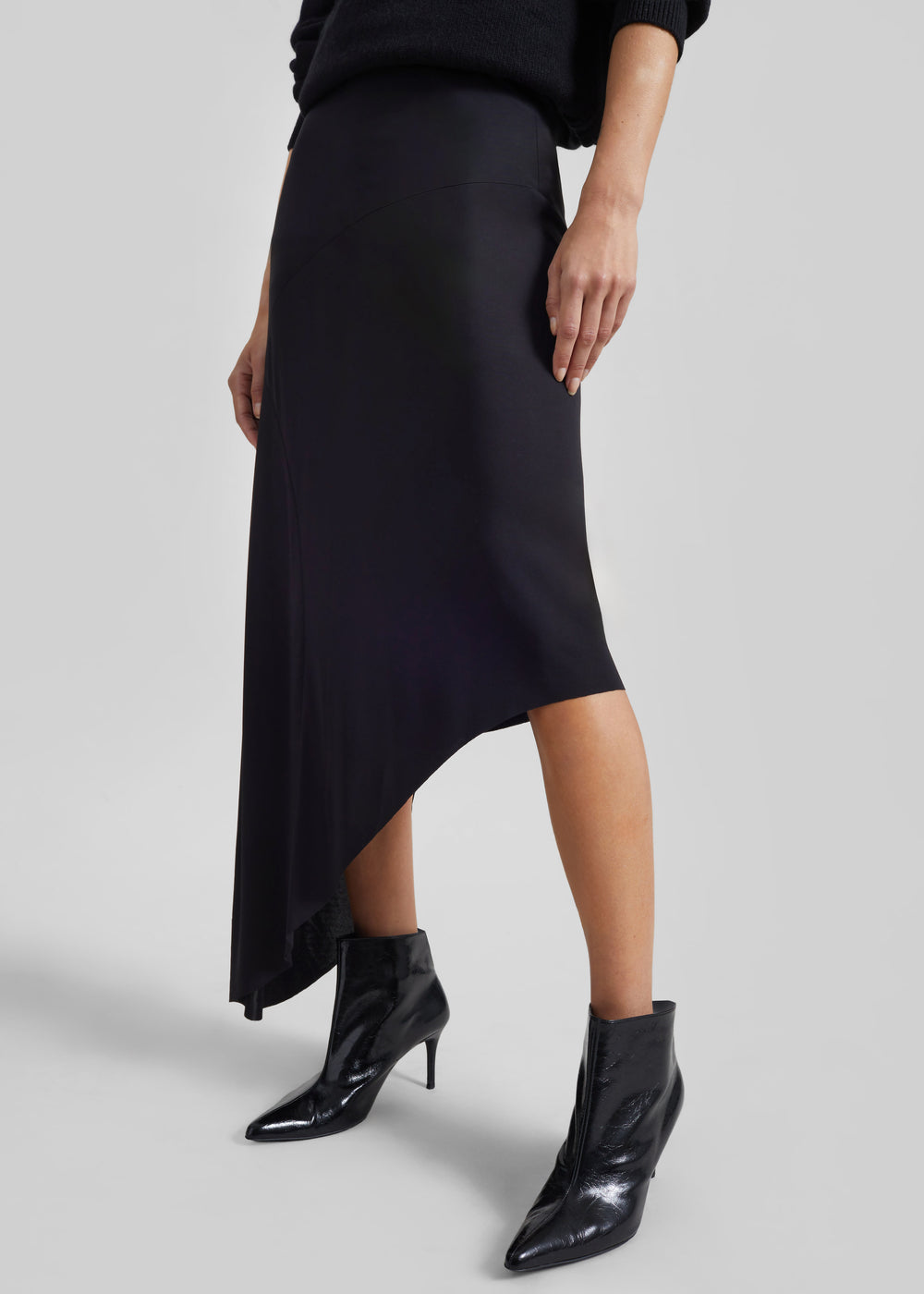 Kitty Sheer Asymmetric Skirt - Black - 1