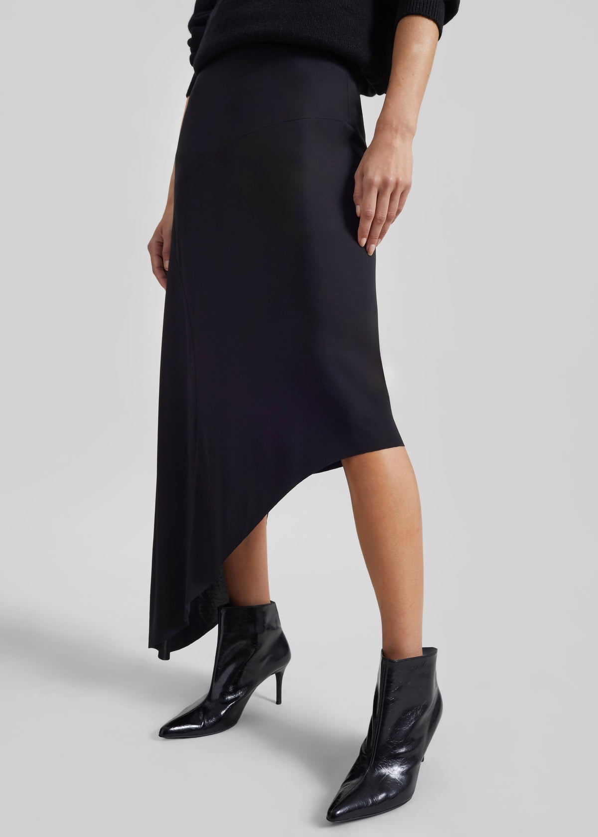Kitty Sheer Asymmetric Skirt - Black - 2