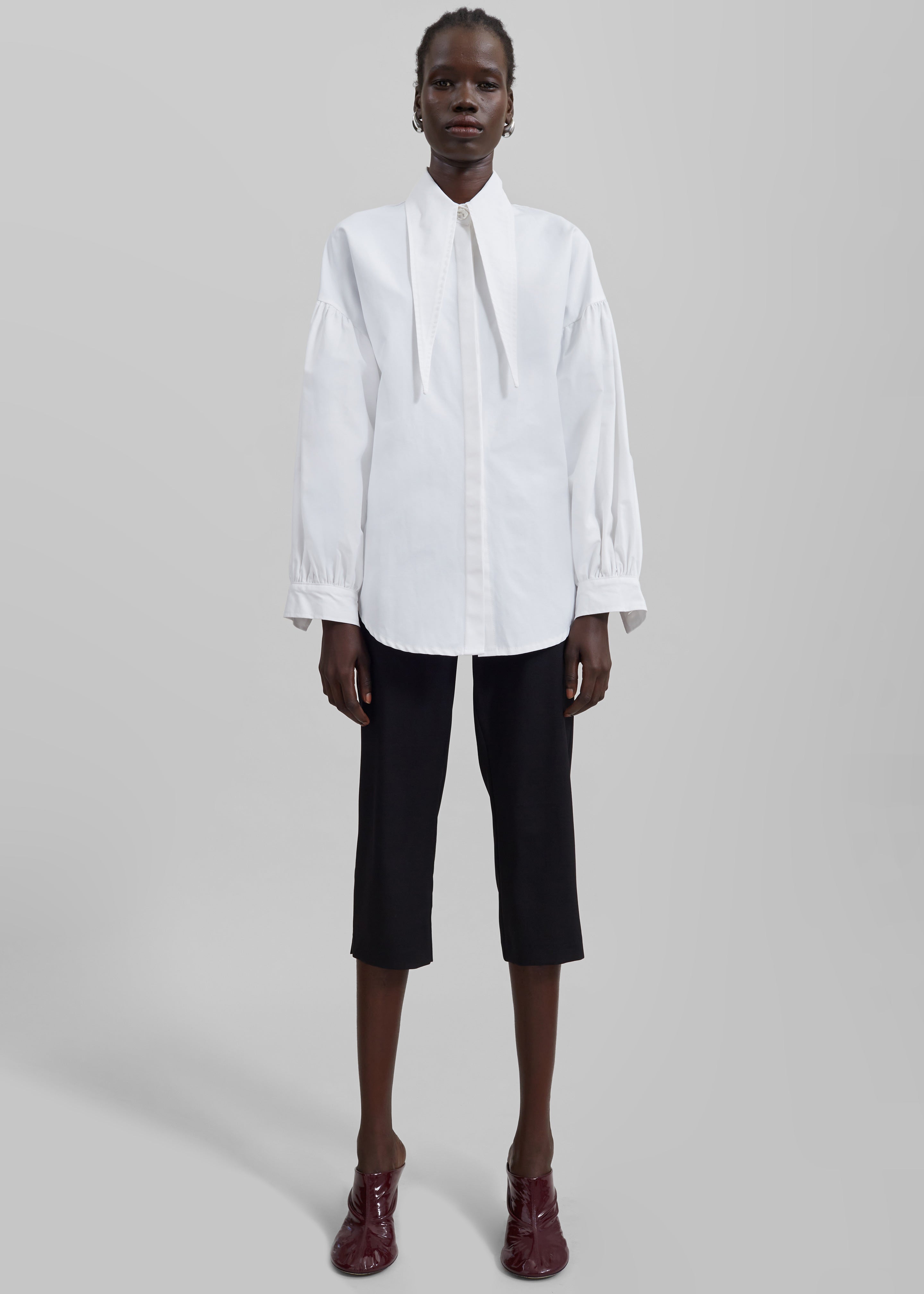 Klara Long Collar Shirt - White - 4