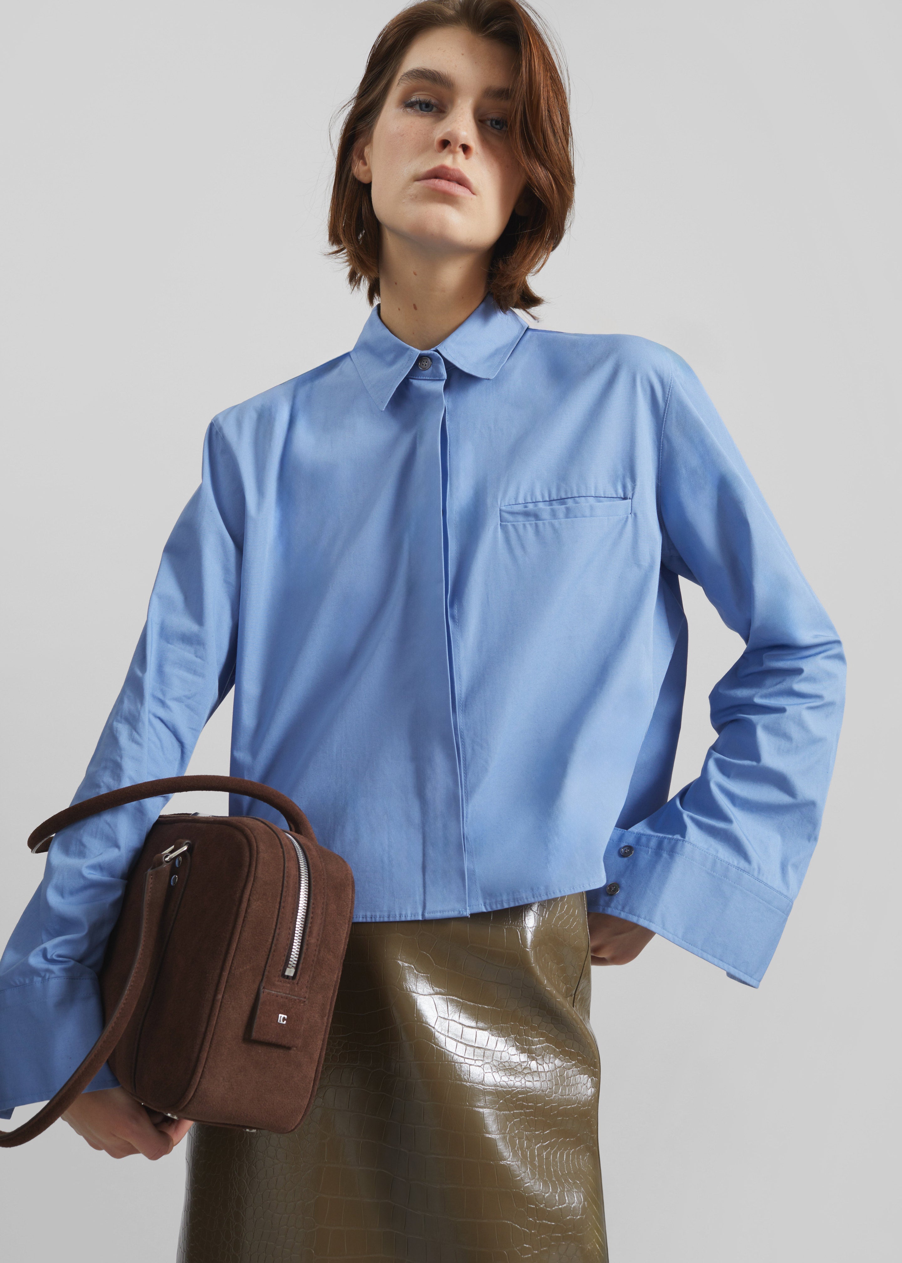 Kniva Cropped Shirt - Blue - 1