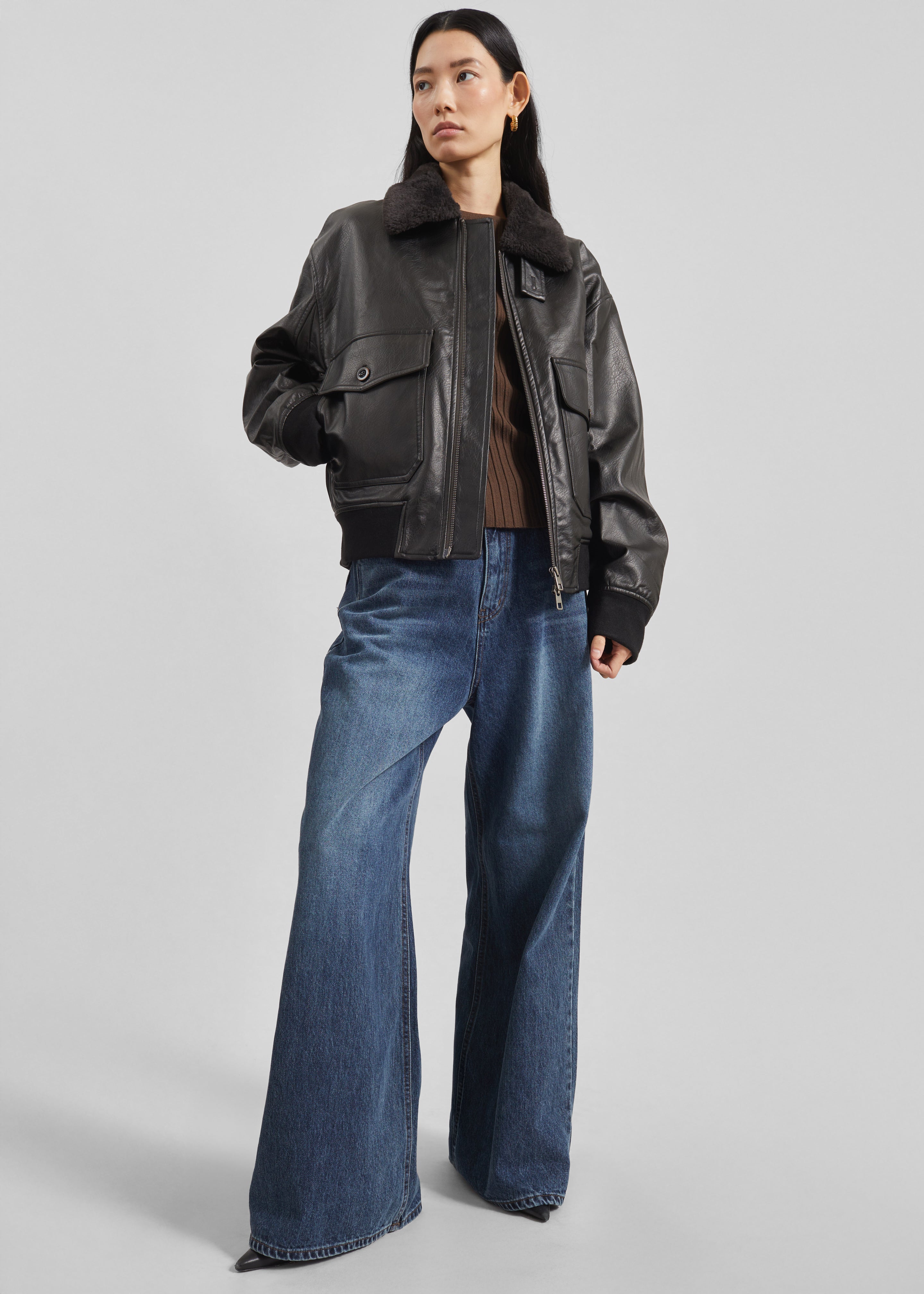 Kollam Faux Leather Boxy Jacket - Black – The Frankie Shop Europe