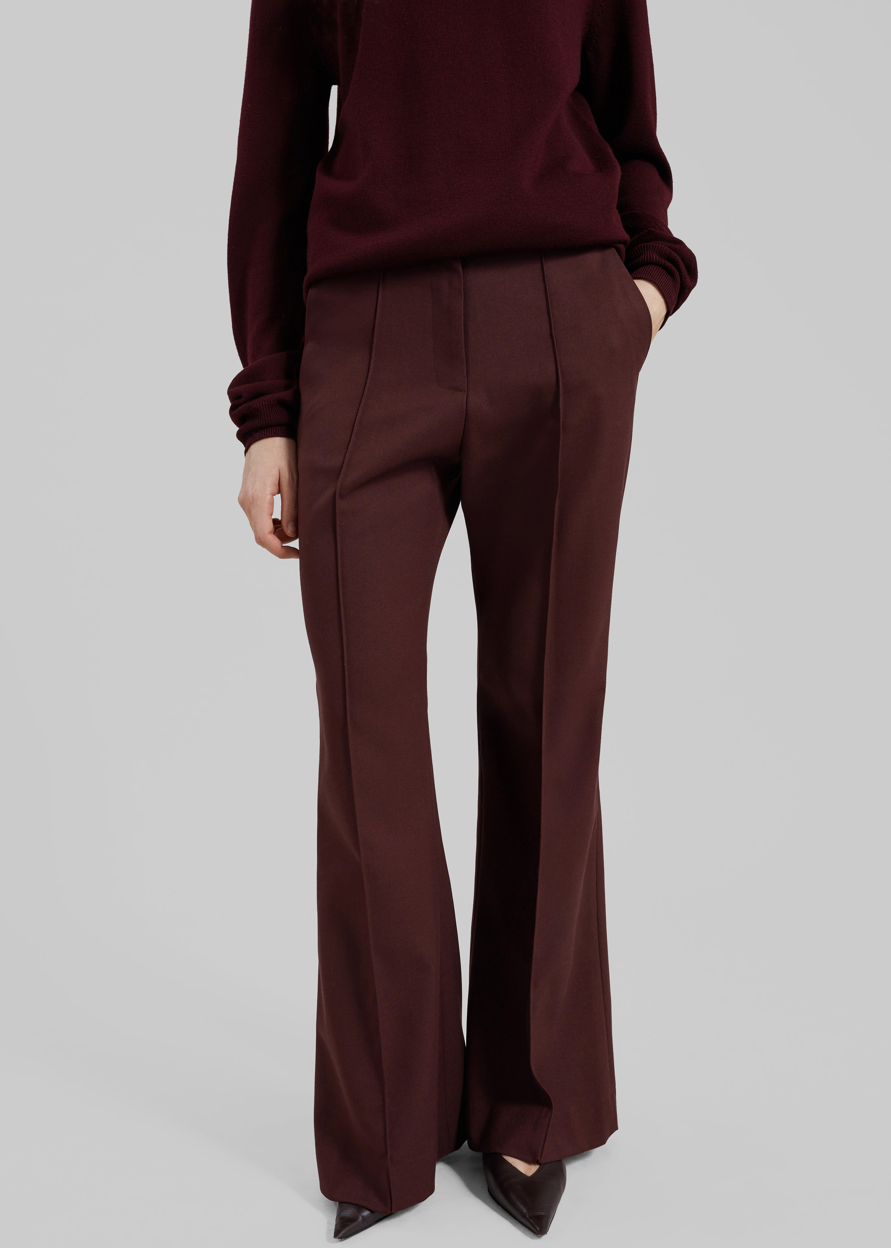 Kvale Pintuck Flared Trousers - Burgundy - 4