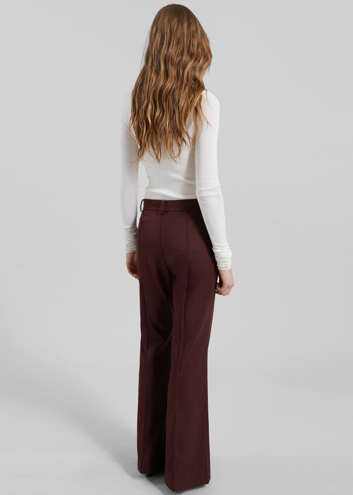 Kvale Pintuck Flared Trousers - Burgundy - 6