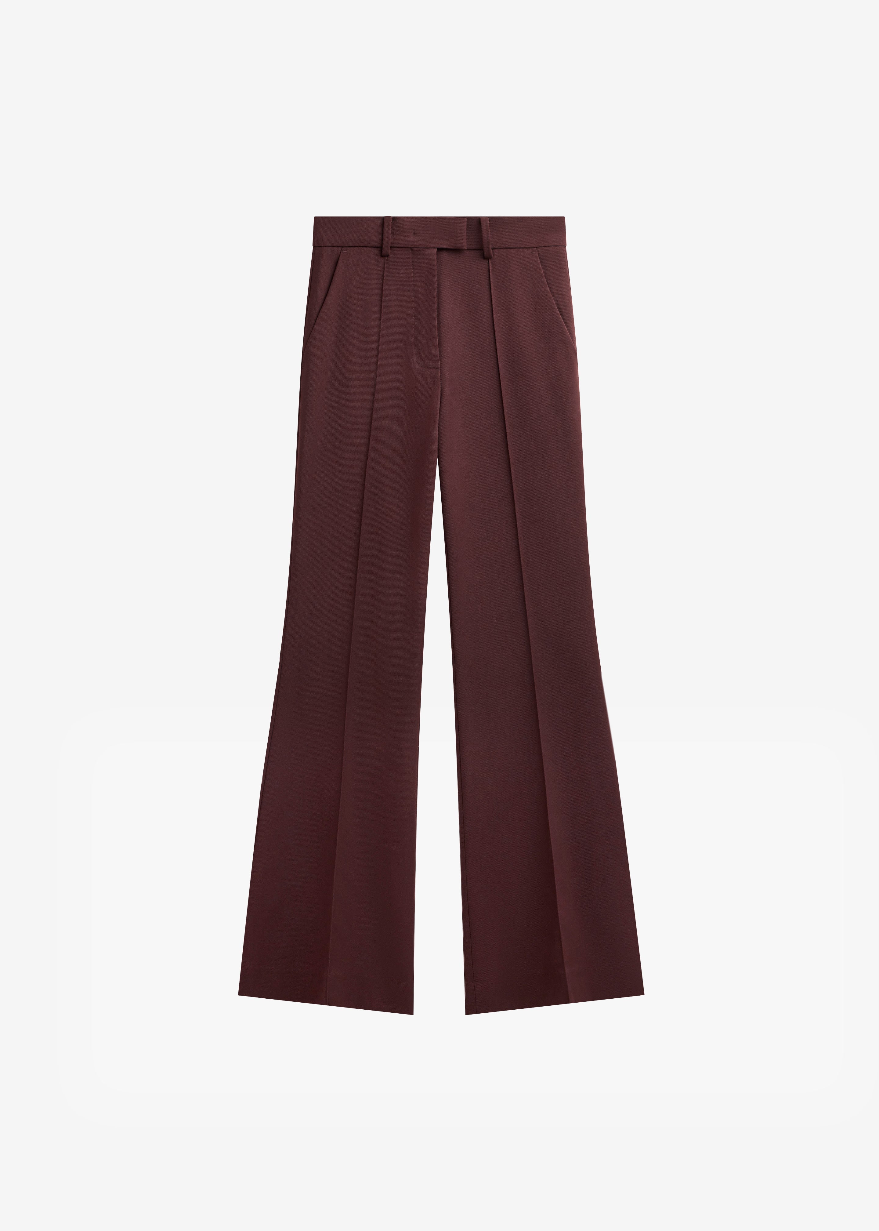Kvale Pintuck Flared Trousers - Burgundy - 7