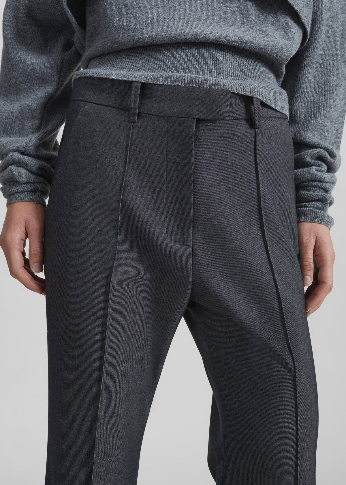 Kvale Pintuck Flared Trousers - Dark Grey - 5