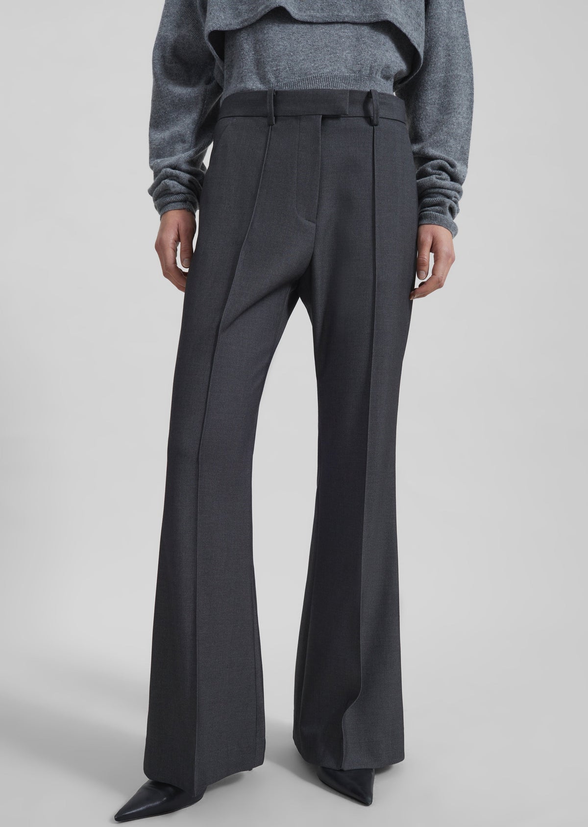 Kvale Pintuck Flared Trousers - Dark Grey - 4