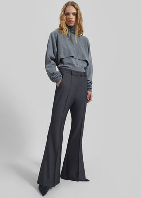 Kvale Pintuck Flared Trousers - Dark Grey
