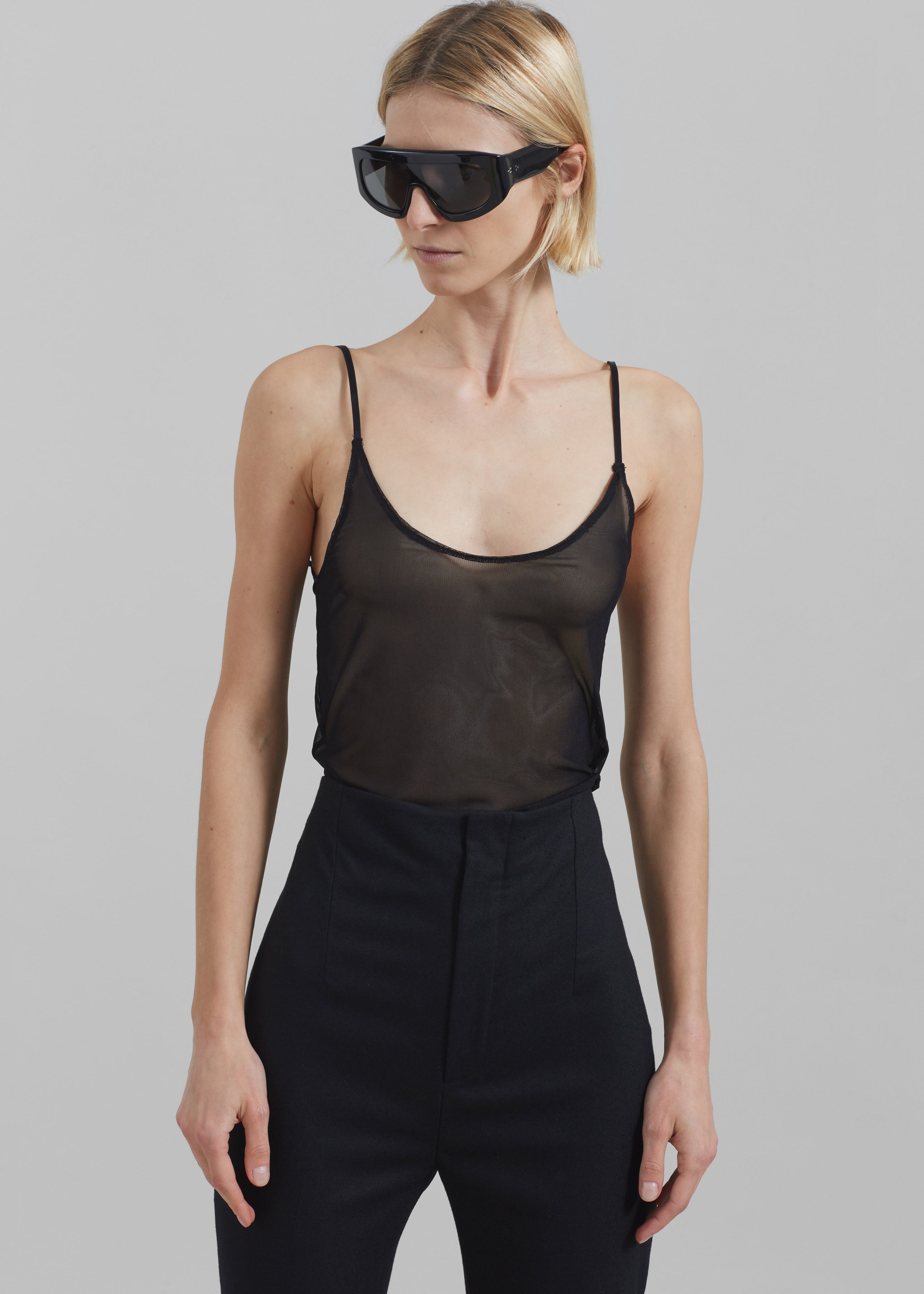 Kyla Sheer Tank Top - Black - 4