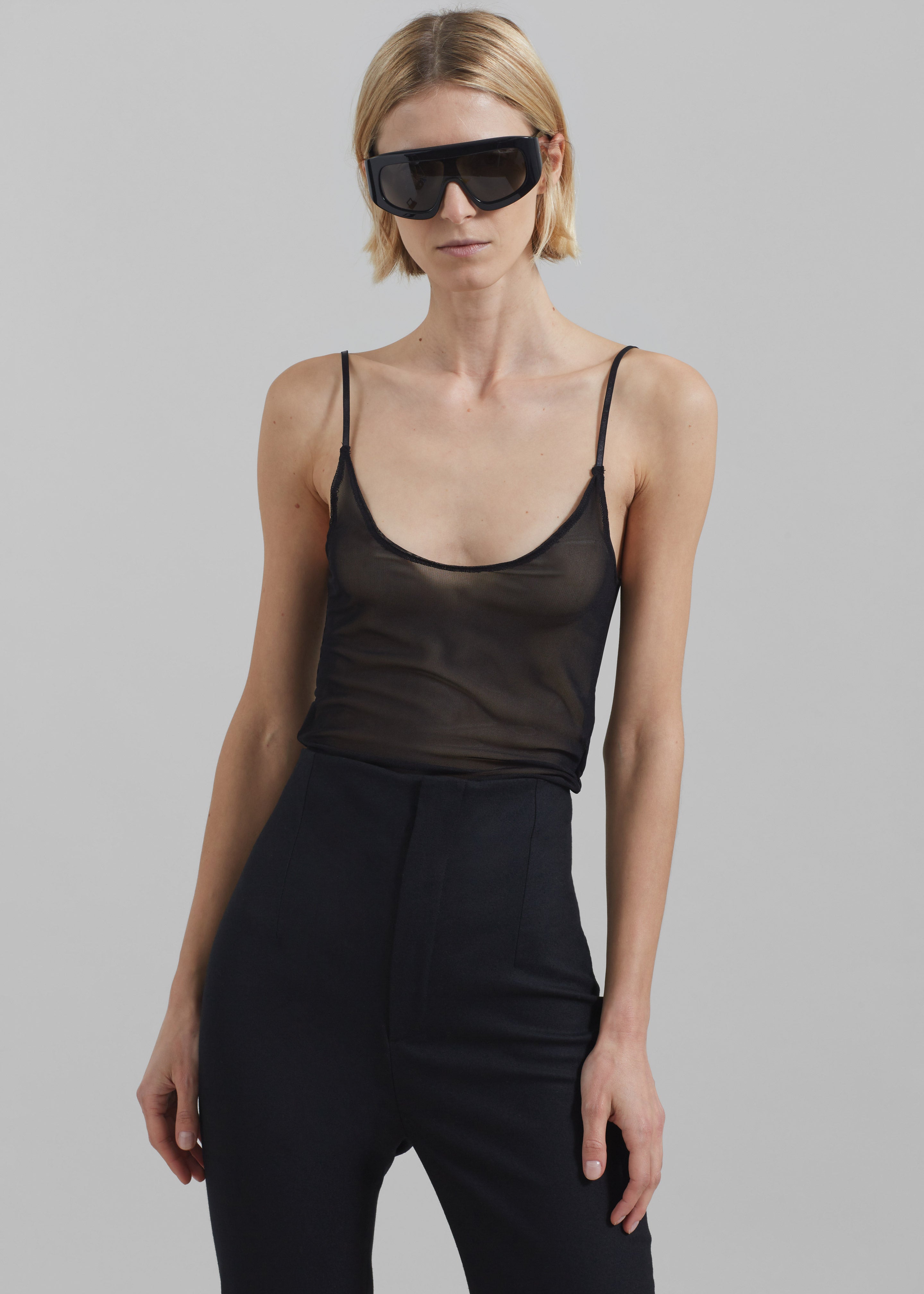 Kyla Sheer Tank Top - Black - 8