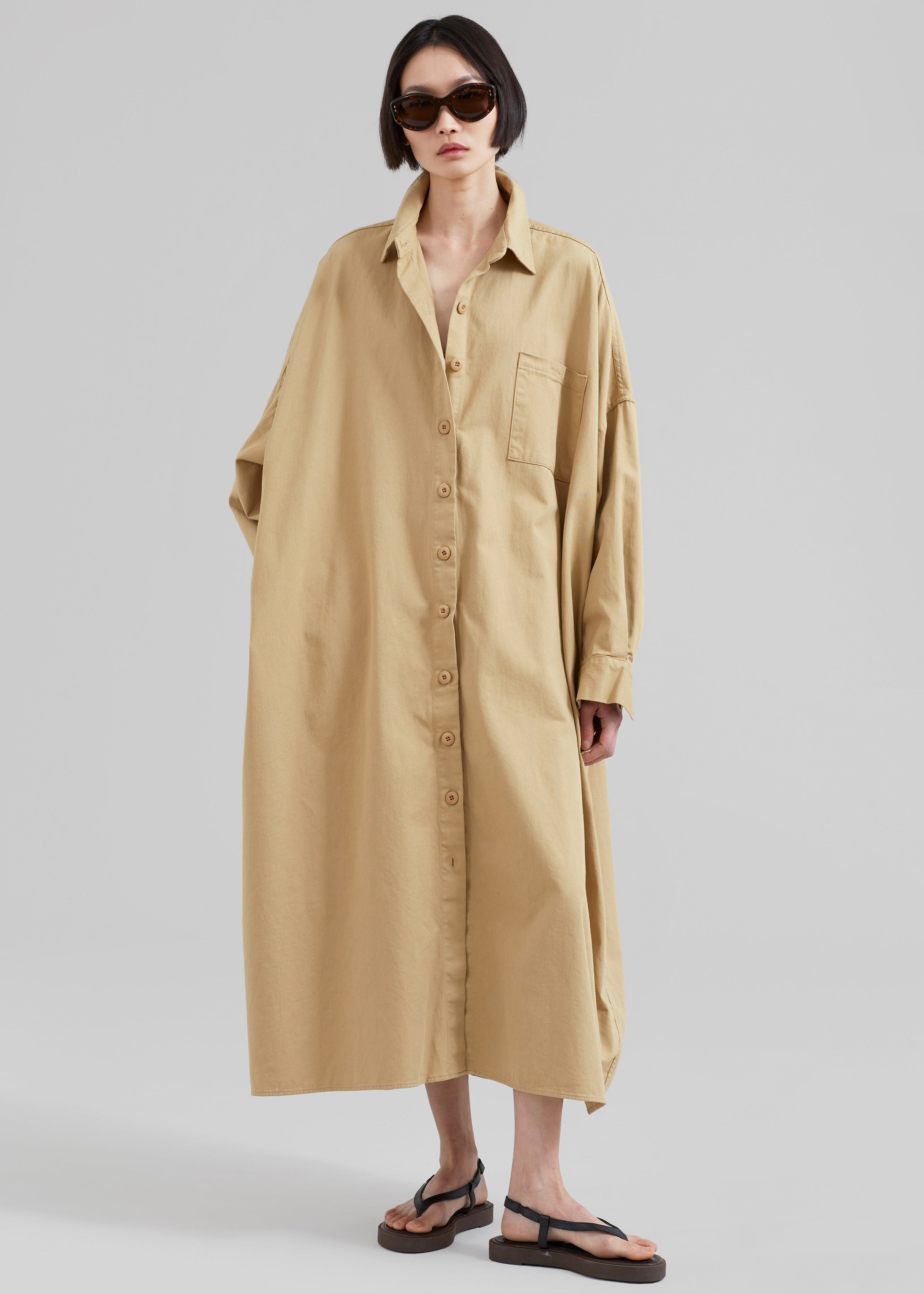 Kason Oversized Shirt Dress - Sahara - 2