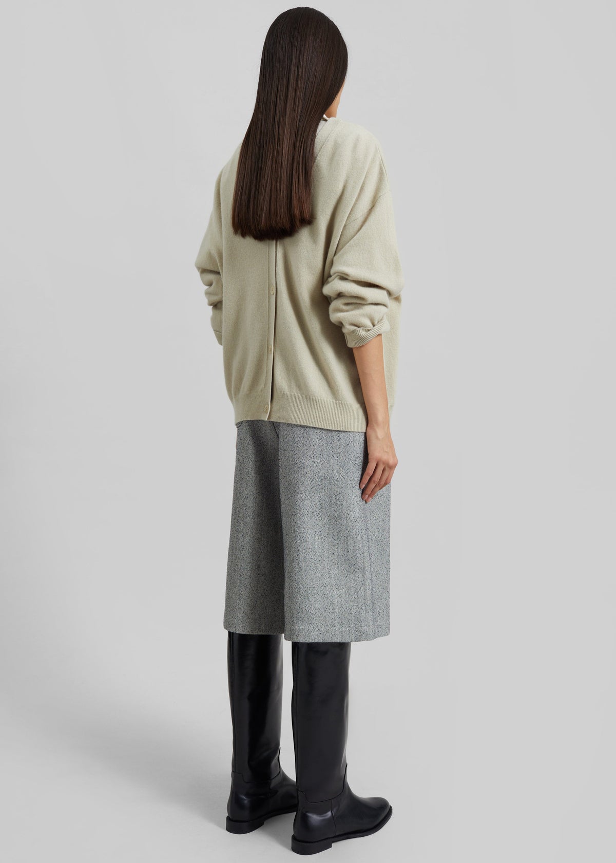 Lachen Double-Sided Wool Cardigan - Light Beige - 6