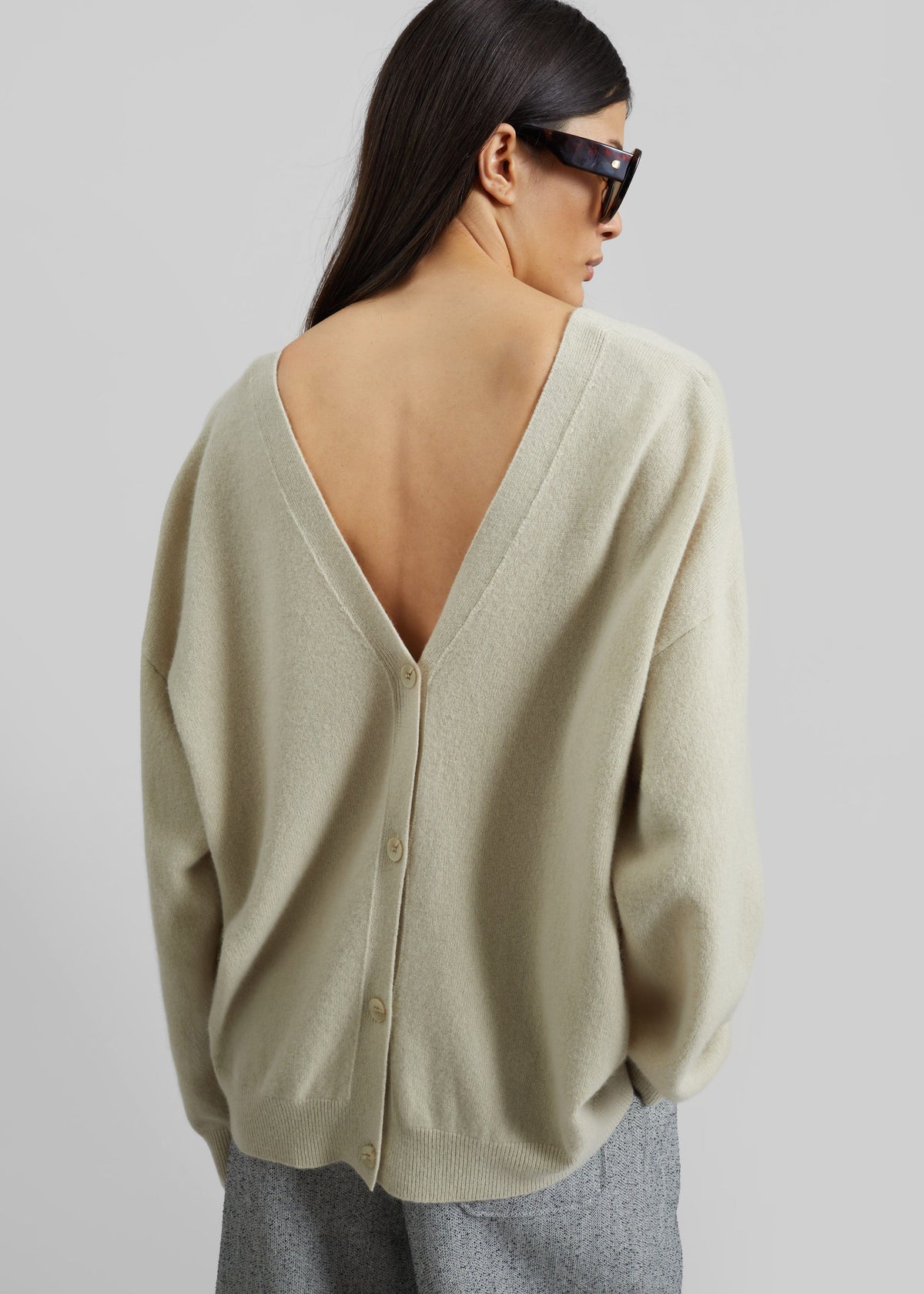 Lachen Double-Sided Wool Cardigan - Light Beige - 3