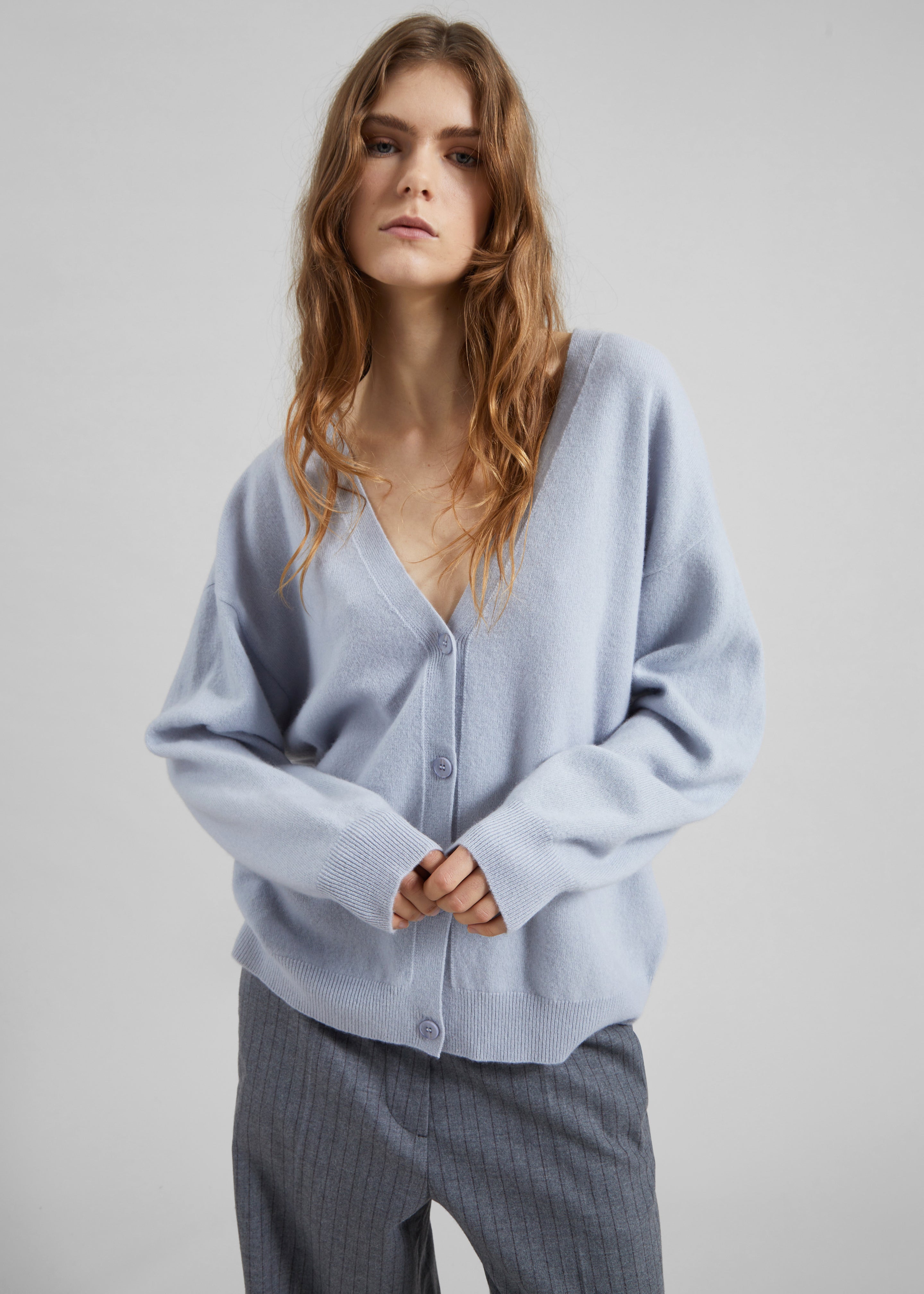 Lachen Double-Sided Wool Cardigan - Powder Blue - 3