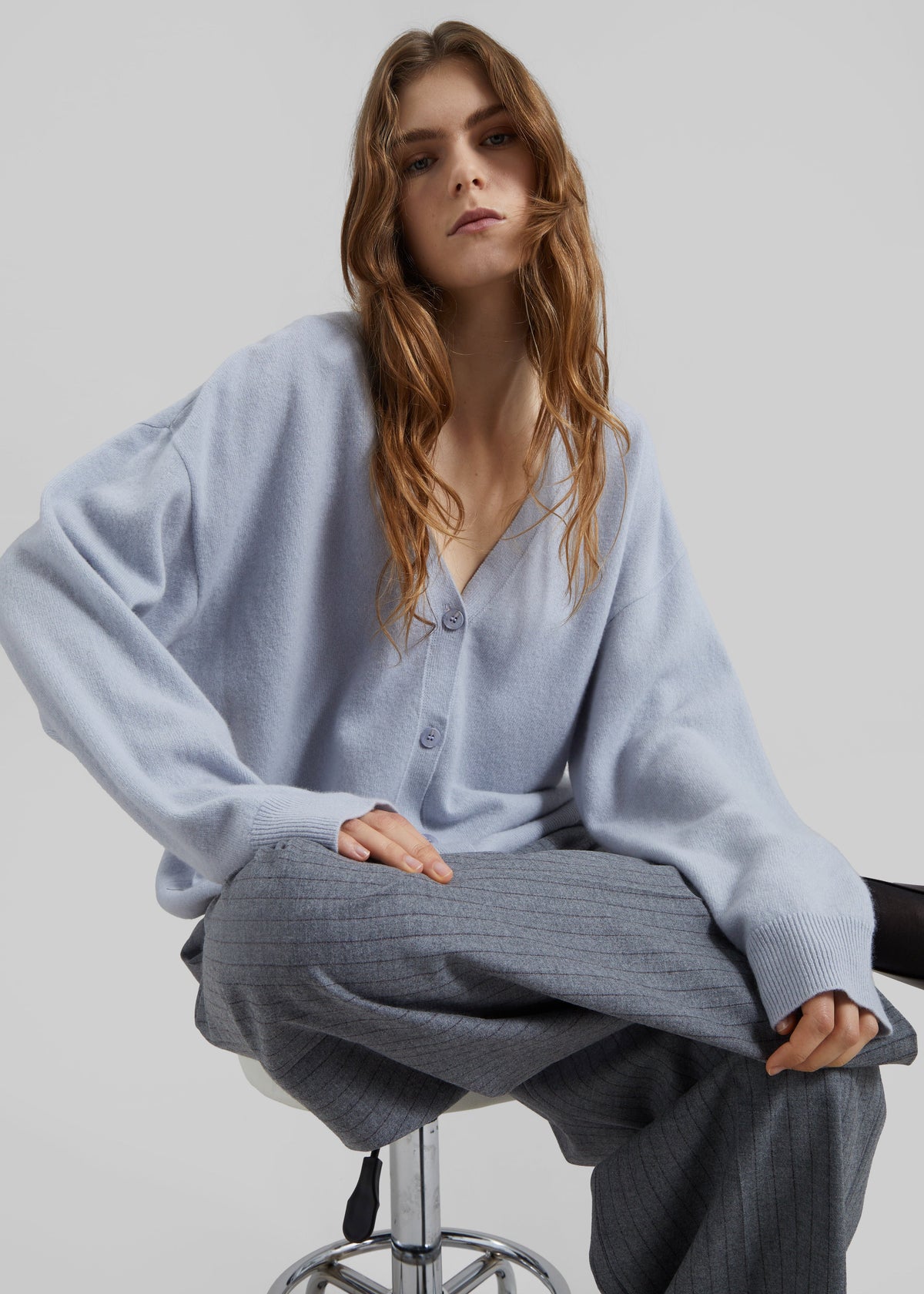 Lachen Double-Sided Wool Cardigan - Powder Blue - 1