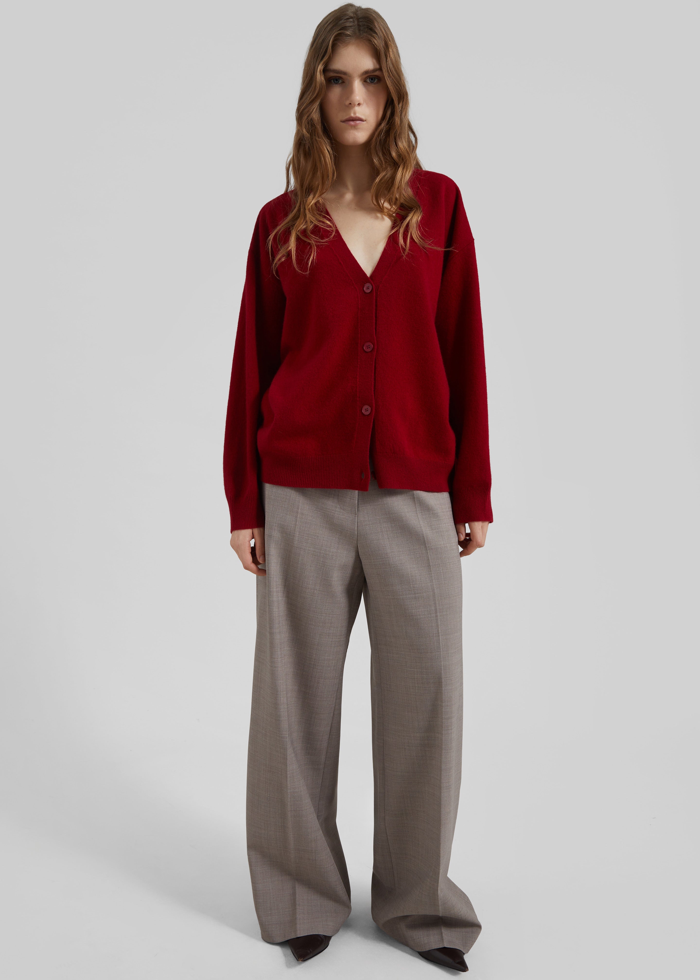 Lachen Double-Sided Wool Cardigan - Red - 2