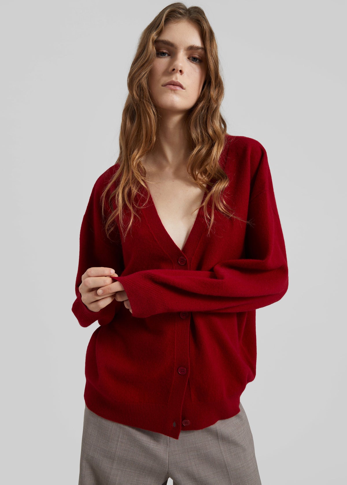 Lachen Double-Sided Wool Cardigan - Red - 3