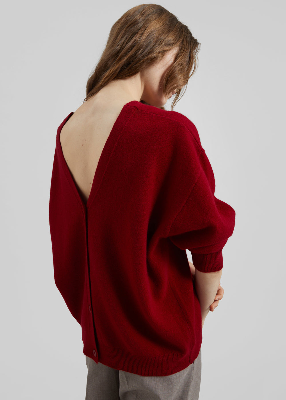 Lachen Double-Sided Wool Cardigan - Red
