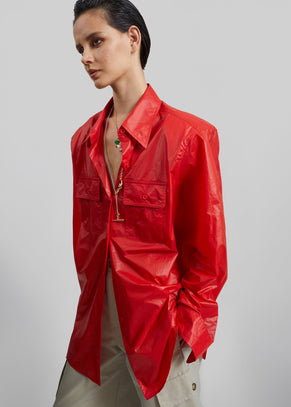 Chemise Laconi brillante à épaulettes - Rouge