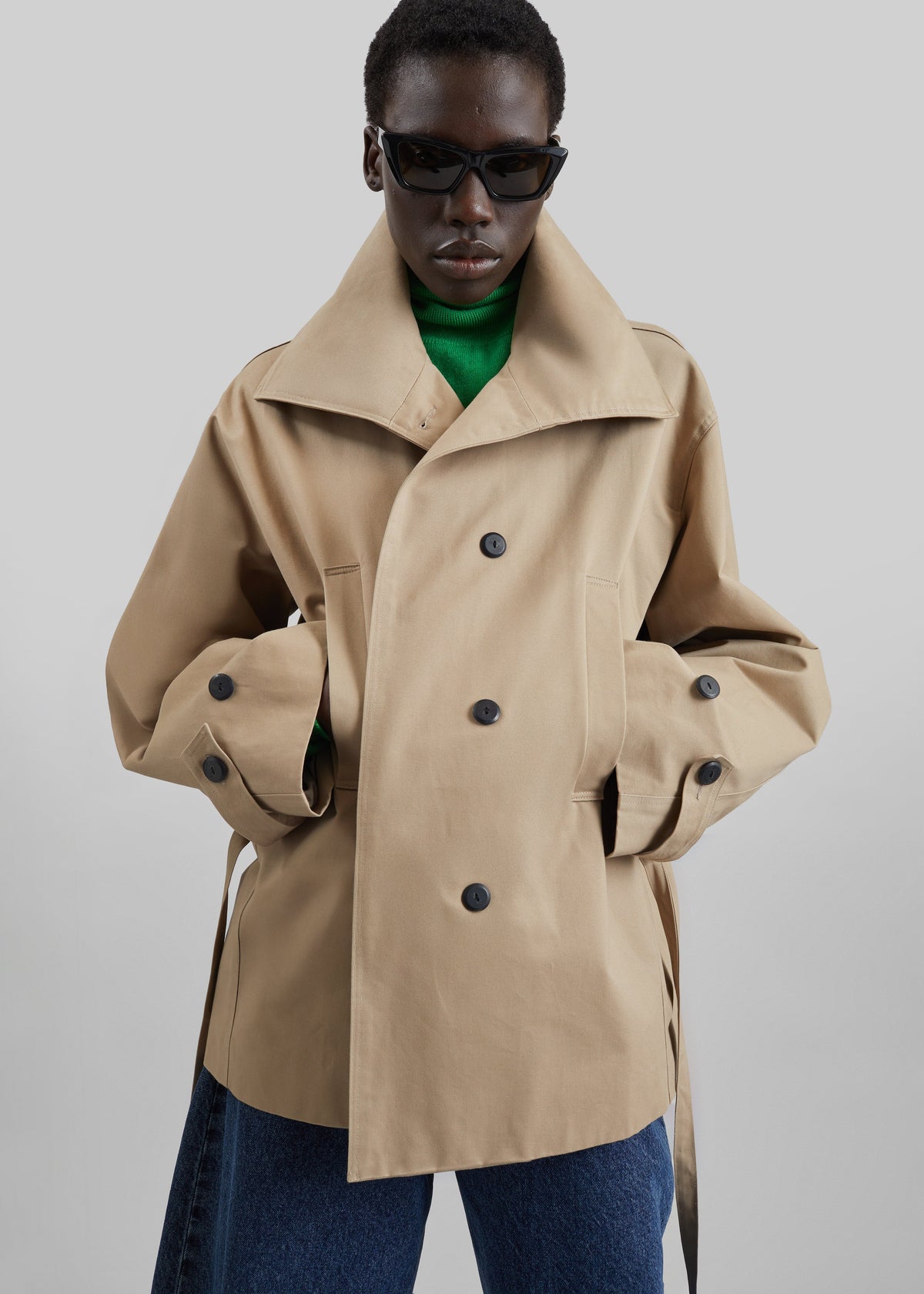 Lahti Belted Short Coat - Beige - 3