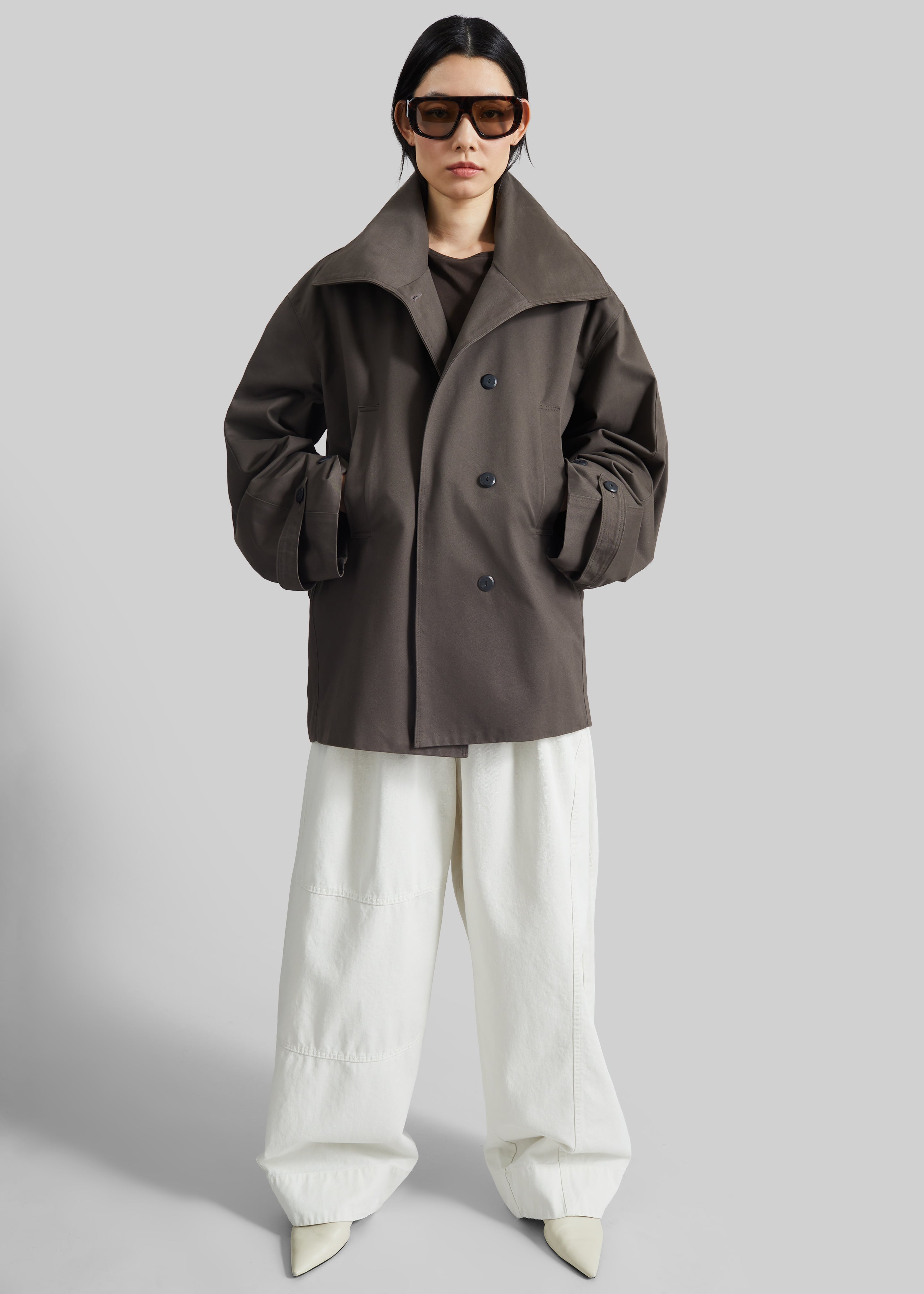 Lahti Belted Short Coat - Brown - 4