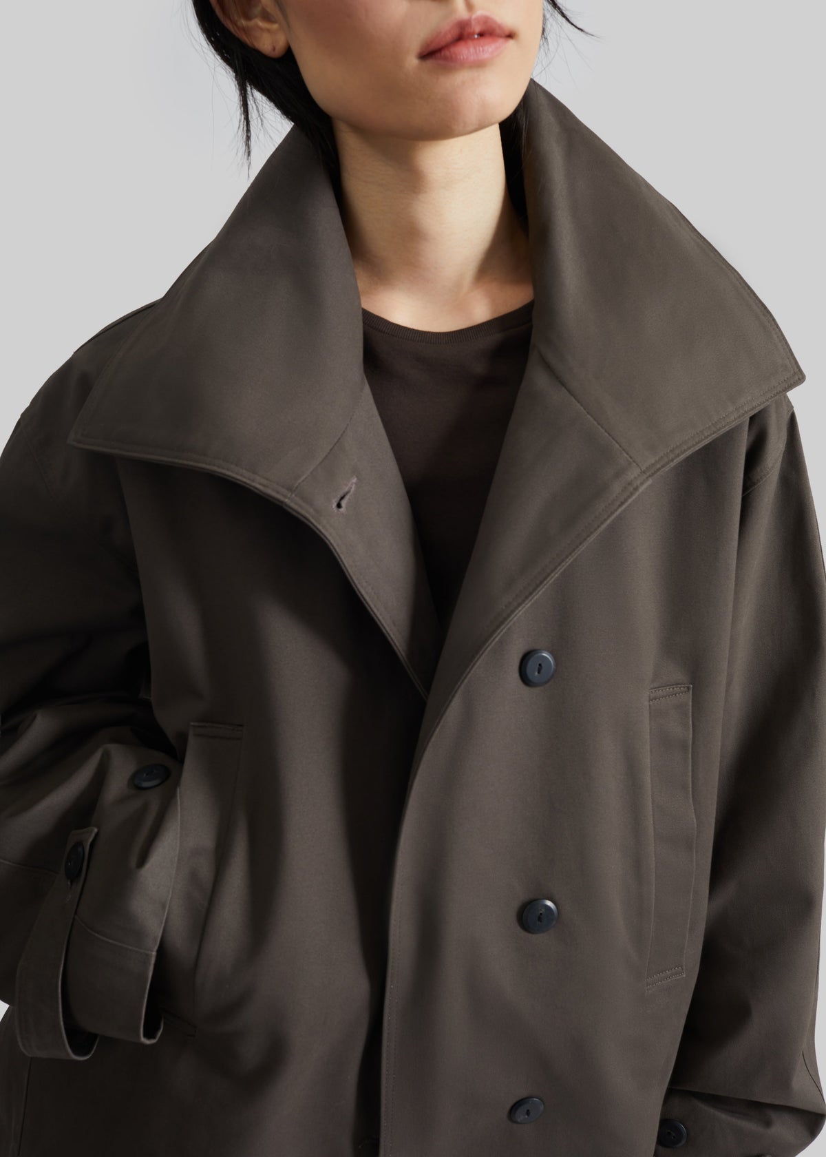 Lahti Belted Short Coat - Brown - 3