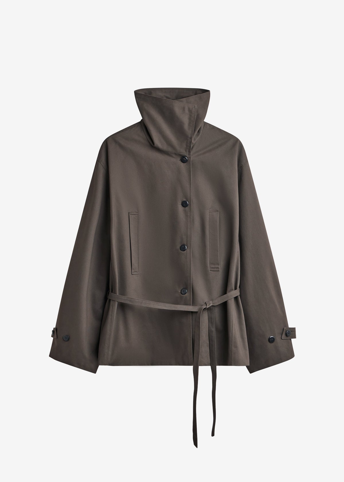 Lahti Belted Short Coat - Brown - 9