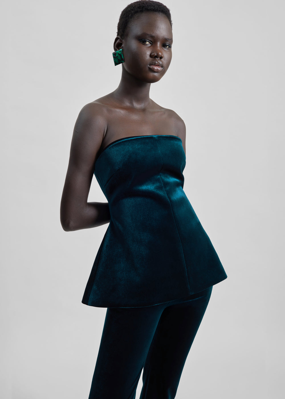 Laila Velvet Hourglass Bustier - Deep Green