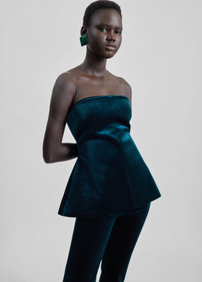 Laila Velvet Hourglass Bustier - Deep Green