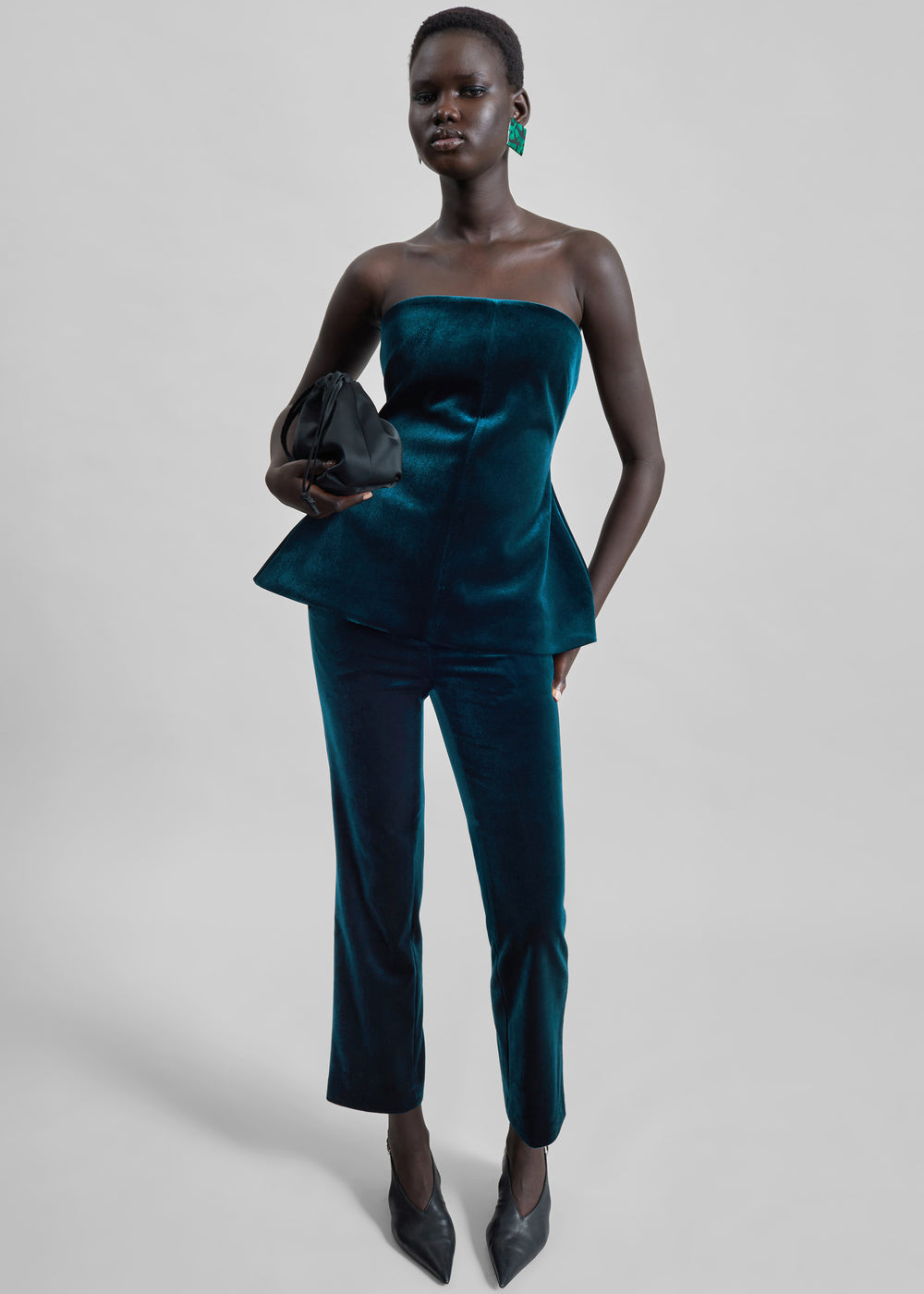 Laila Velvet Hourglass Bustier - Deep Green - 1