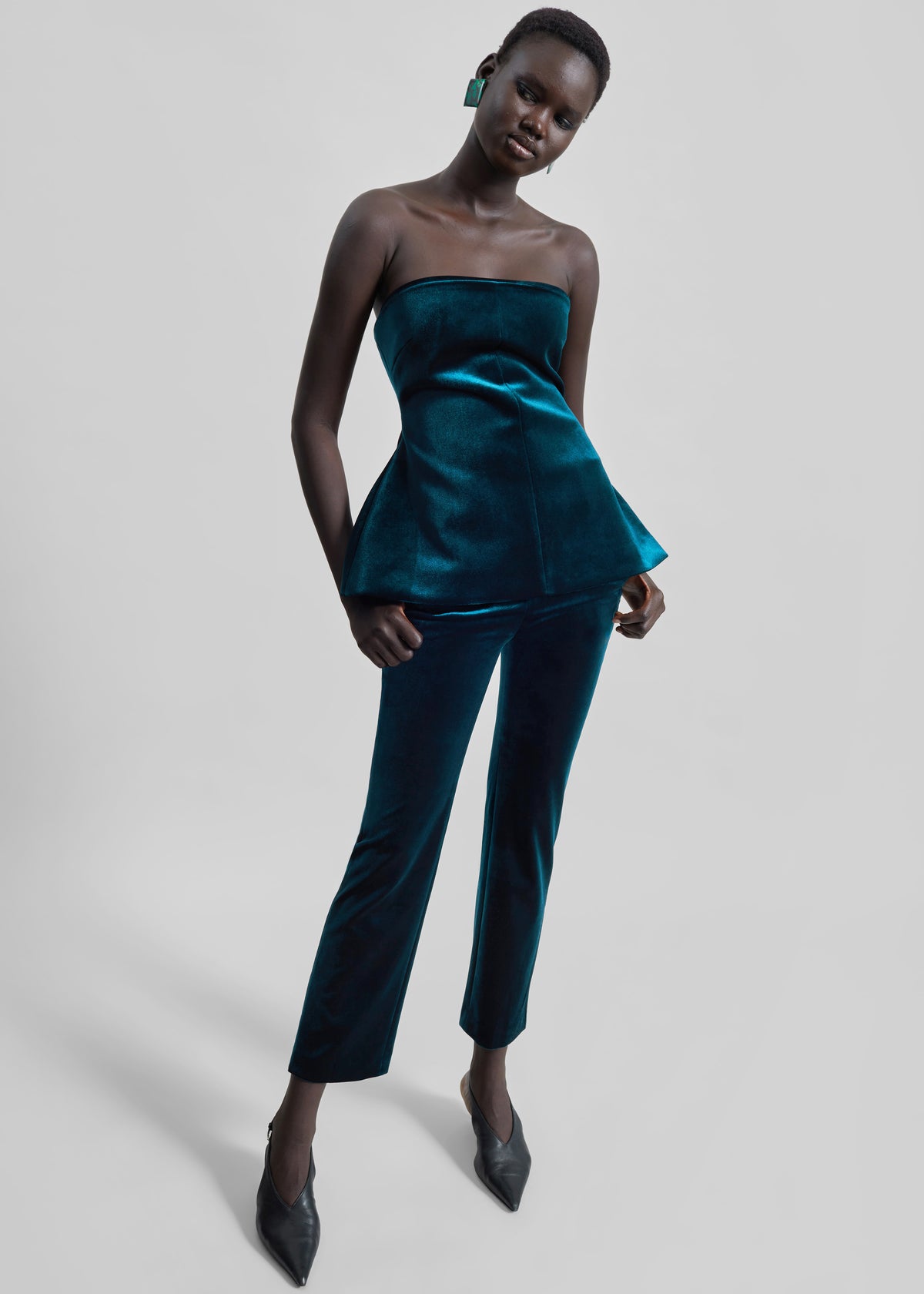 Laila Velvet Trousers - Deep Green - 4