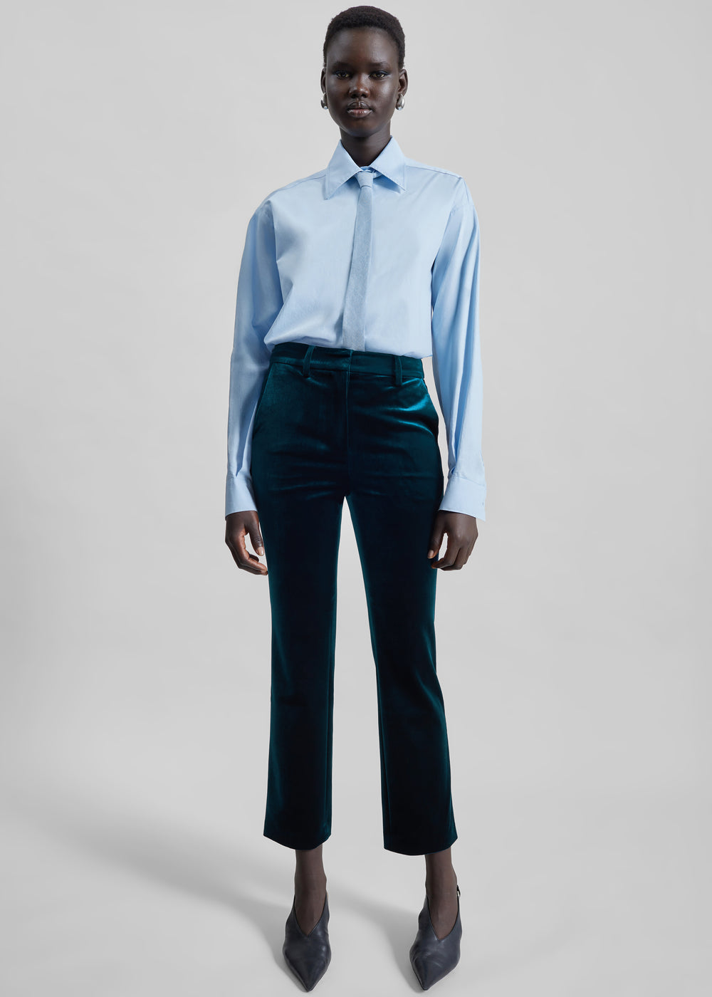 Laila Velvet Trousers - Deep Green - 1