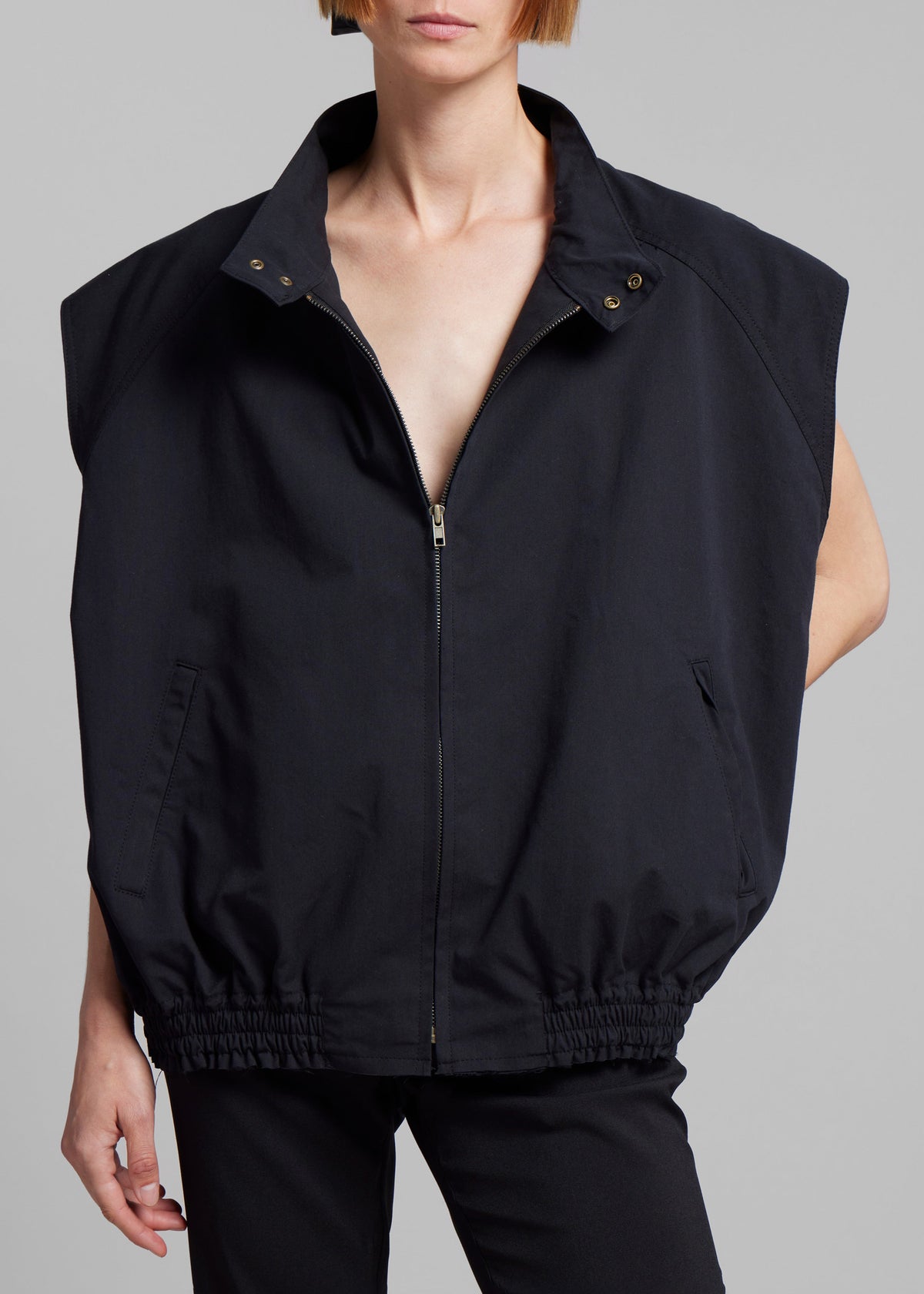 Lance Sleeveless Bomber Jacket - Black - 5