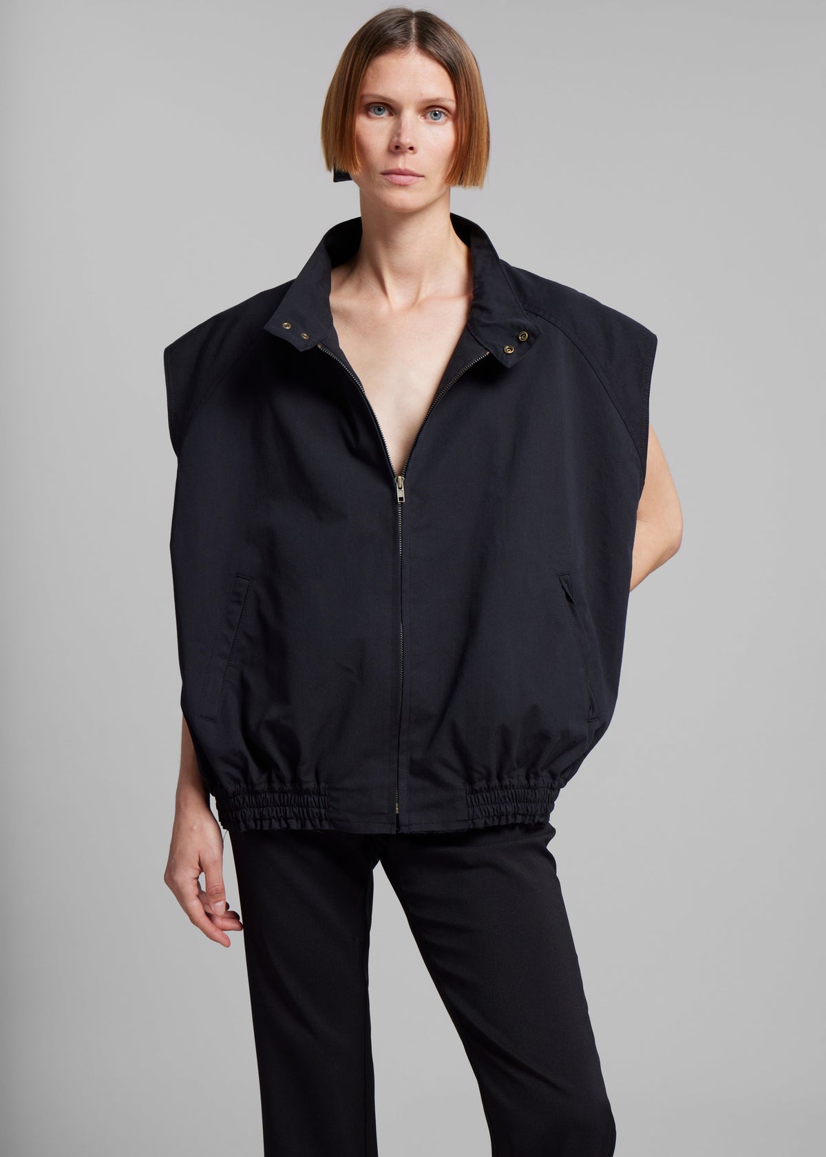 Lance Sleeveless Bomber Jacket - Black - 4