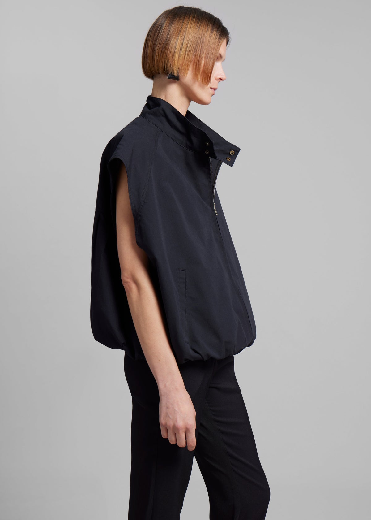 Lance Sleeveless Bomber Jacket - Black - 2