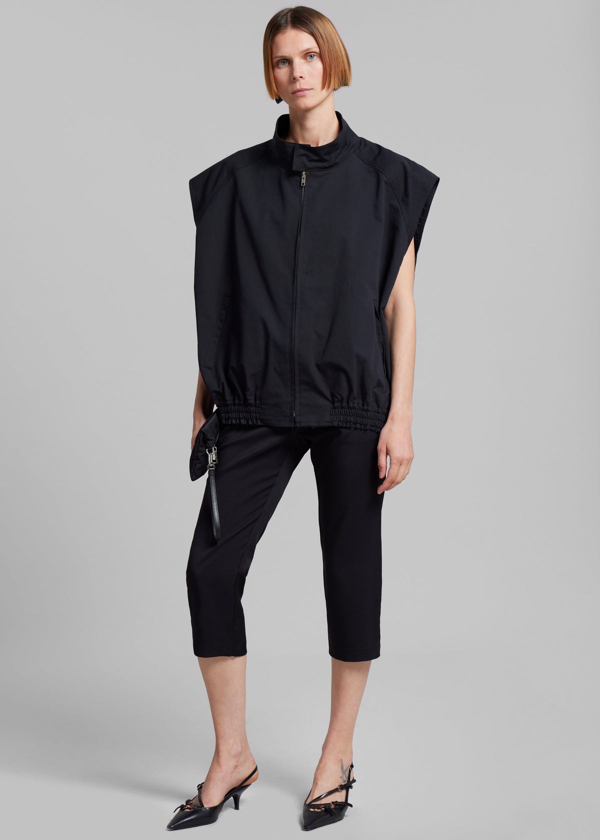 Lance Sleeveless Bomber Jacket - Black - 1