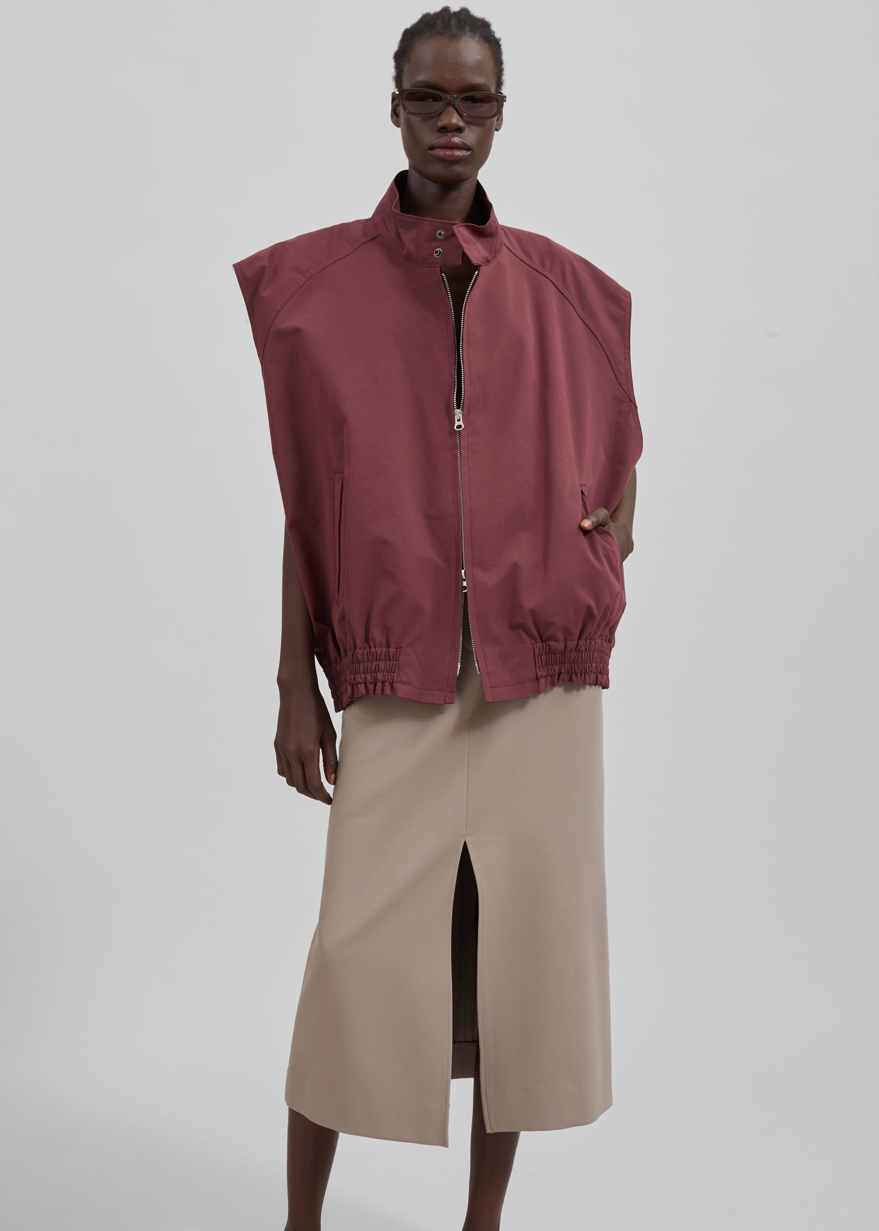 Lance Sleeveless Bomber Jacket Burgundy Frankie Shop Europe