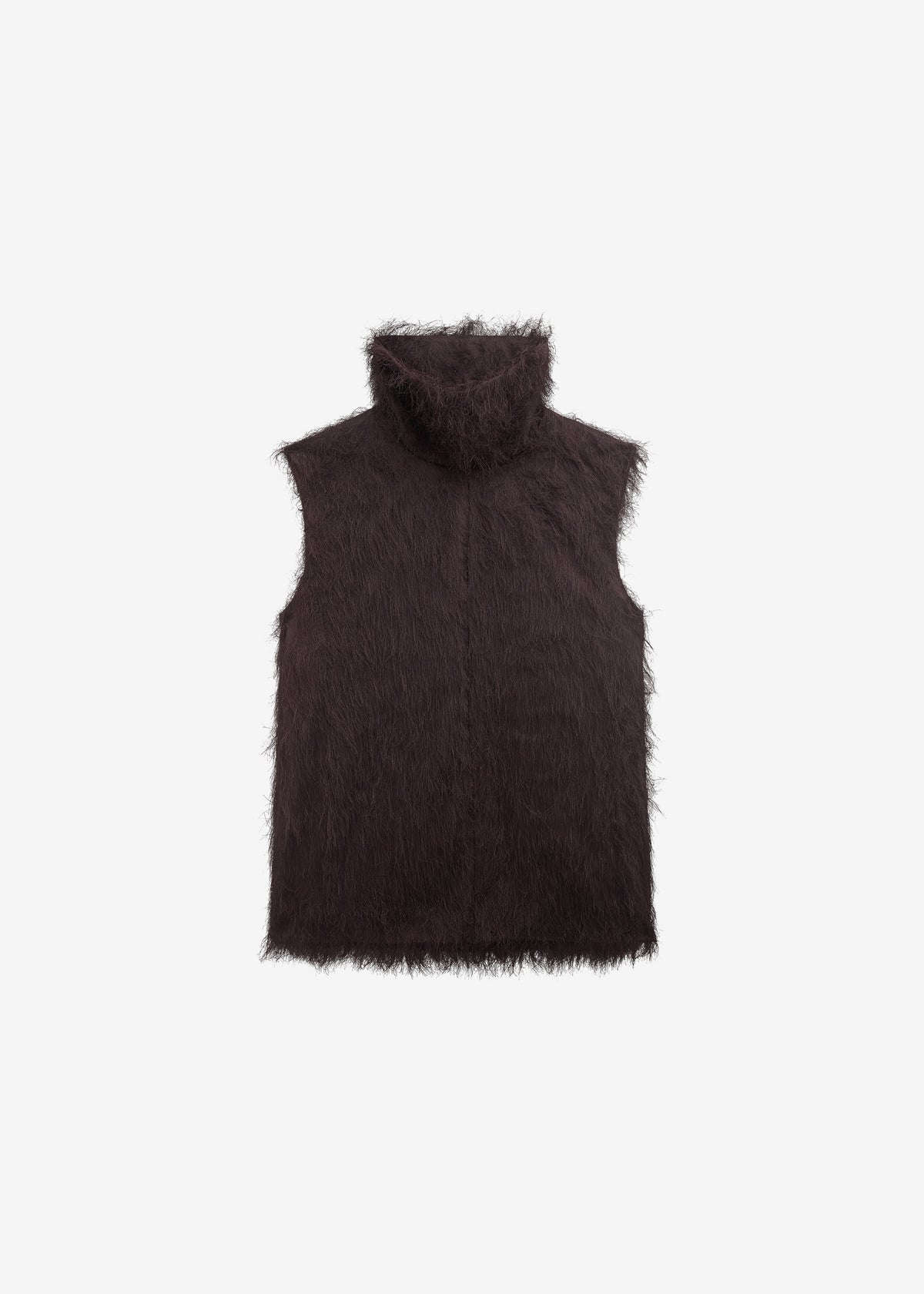 Lancy Fringed Funnel Neck Dress - Dark Brown - 7