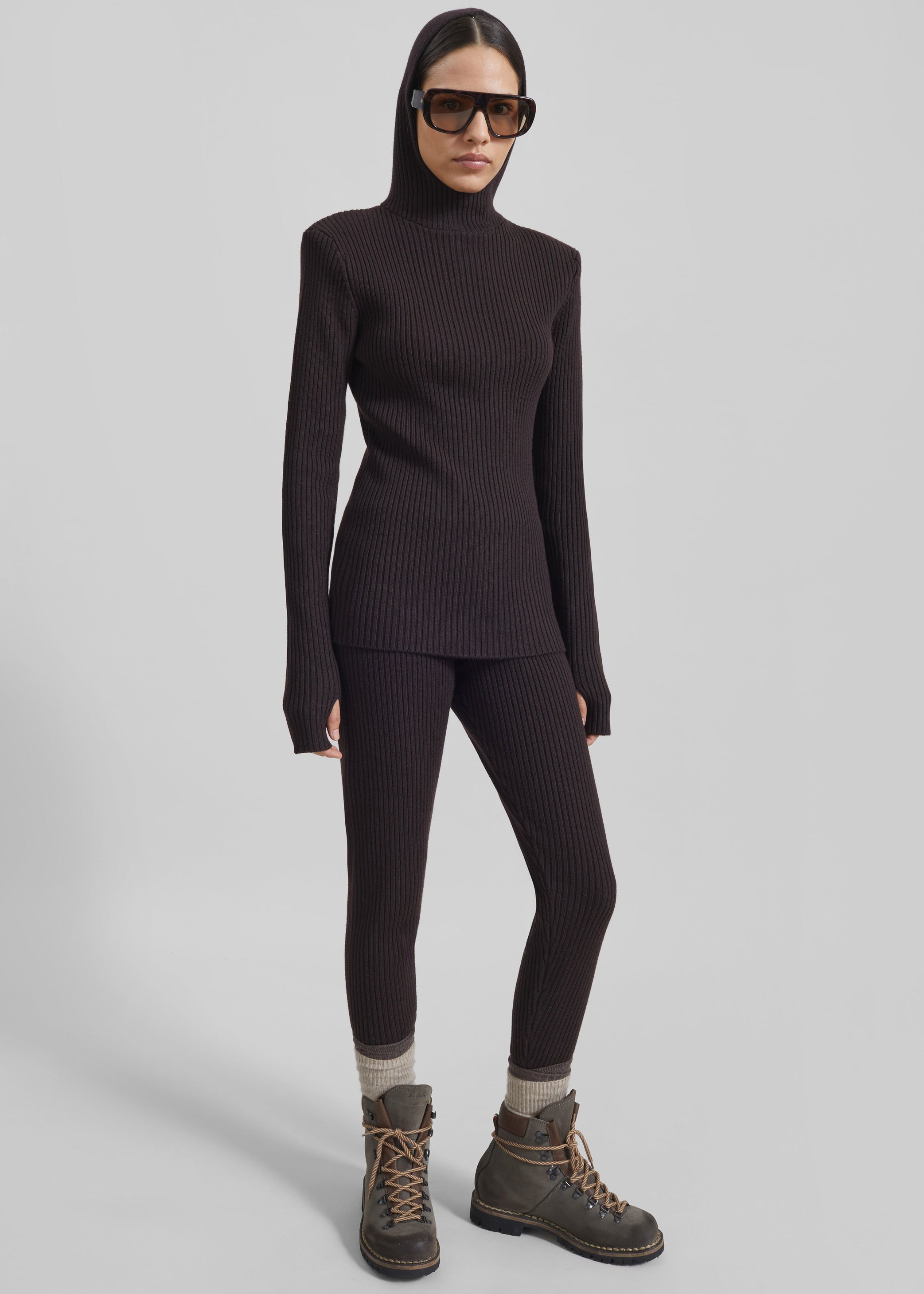 Shop the look image for Larice Hooded Knit Top - Brown