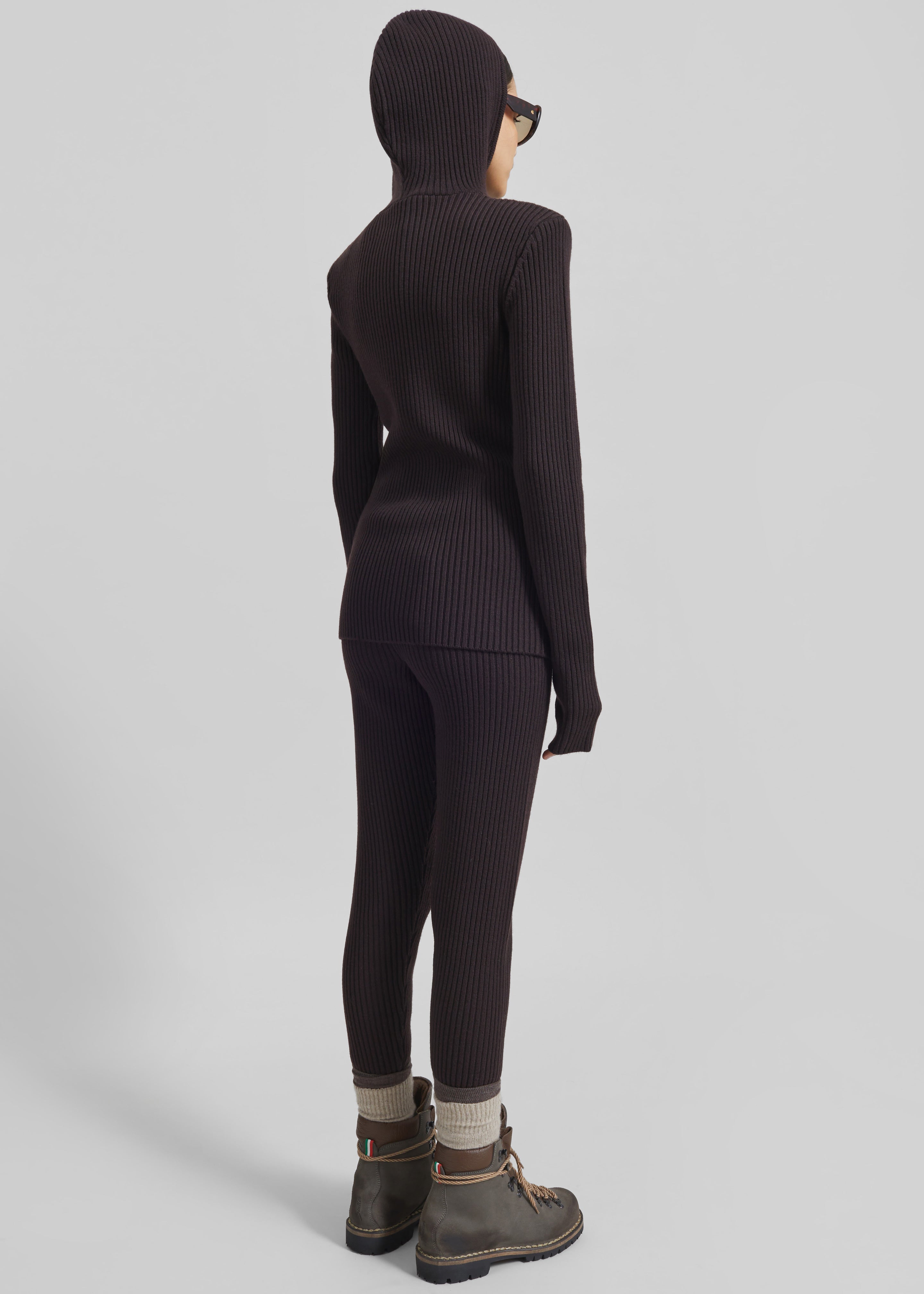 Larice Hooded Knit Top - Brown - 8