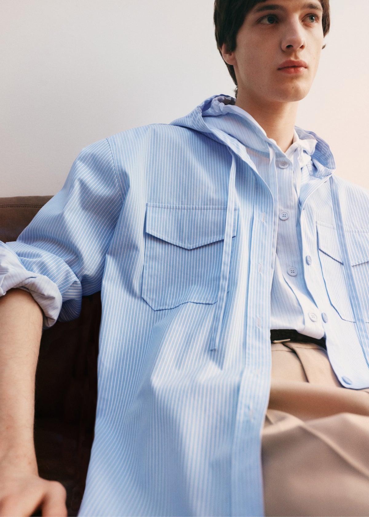 Lars Hooded Striped Jacket - Blue/White Stripe - 9