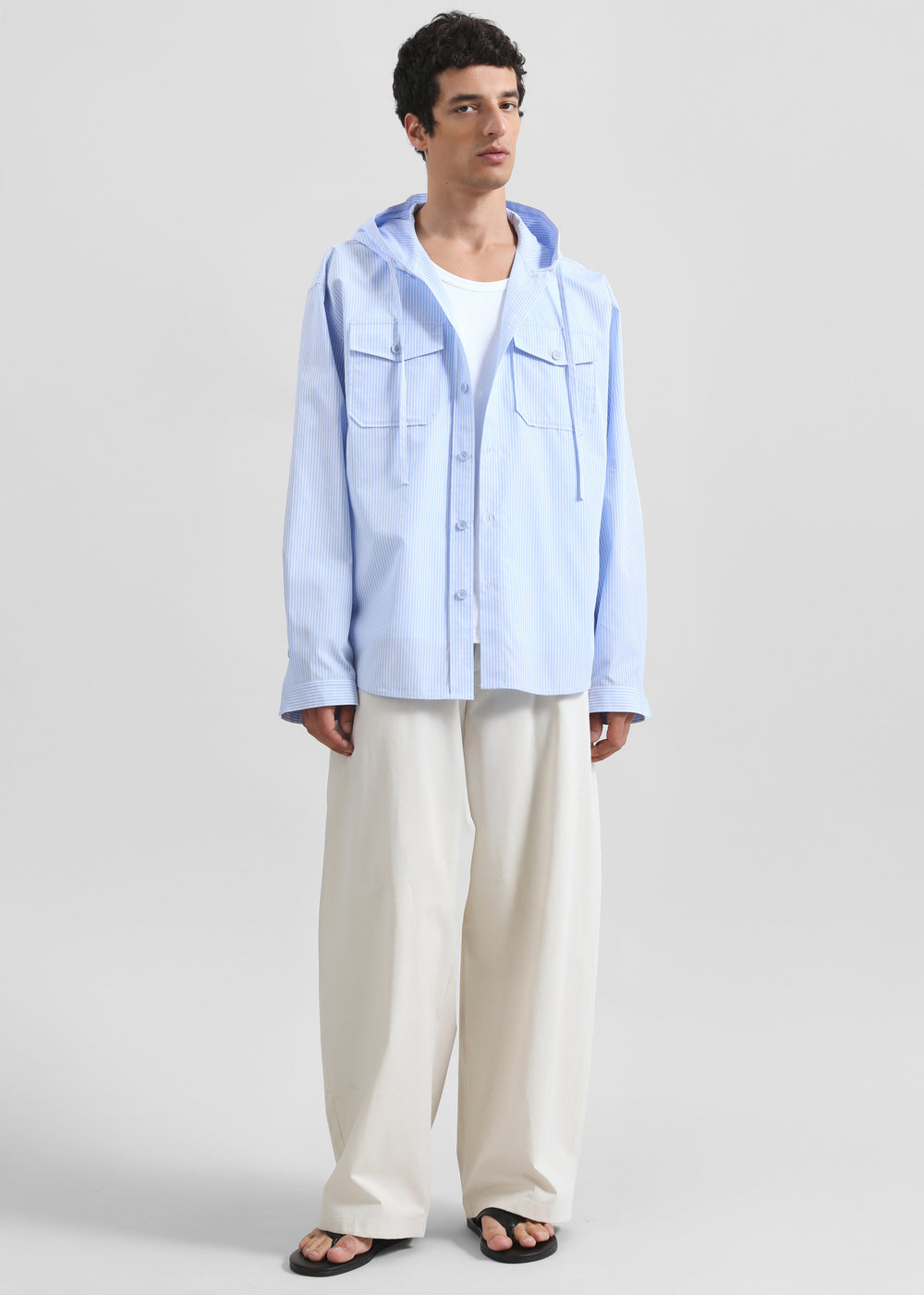 Lars Hooded Striped Jacket - Blue/White Stripe - 1
