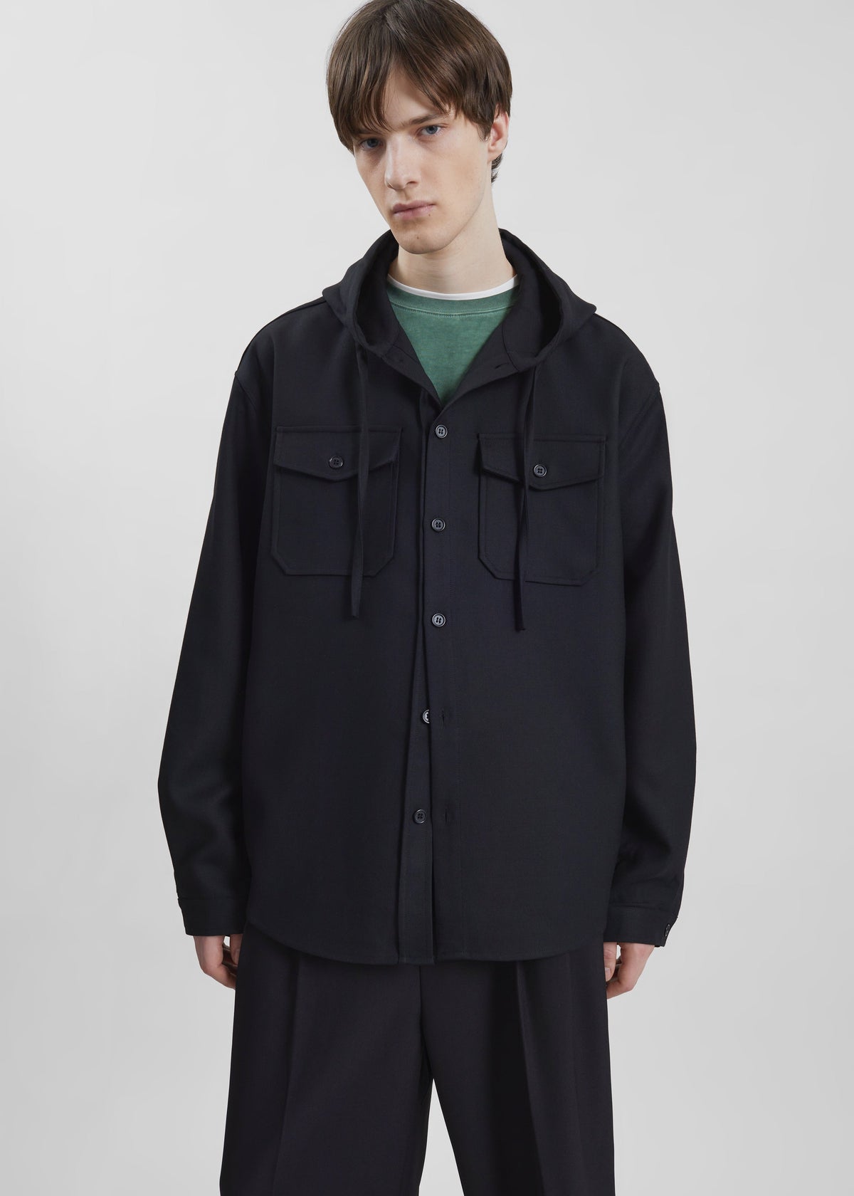 Lars Hooded Wool Blend Jacket - Black - 4