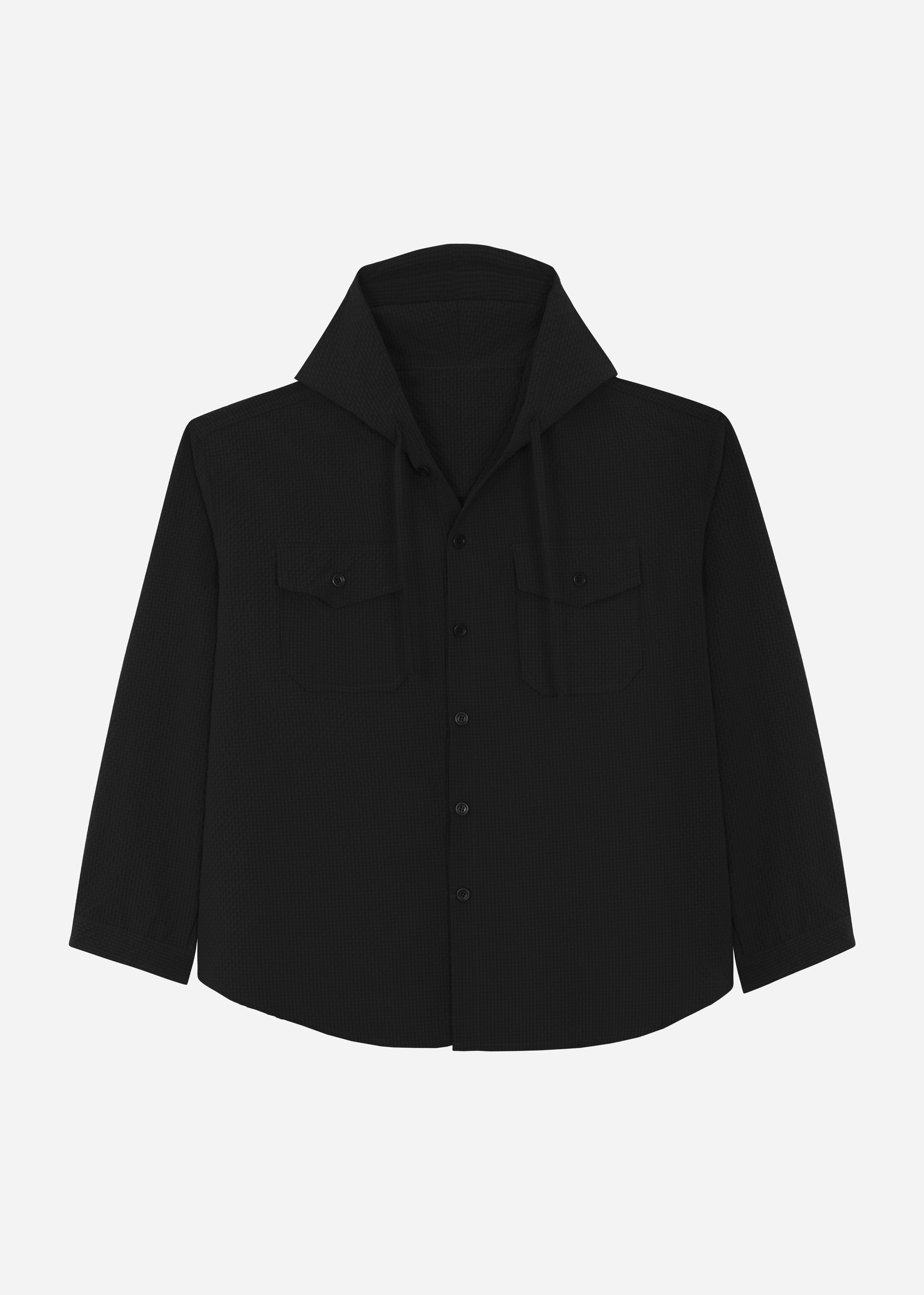 Lars Hooded Wool Blend Jacket - Black - 7