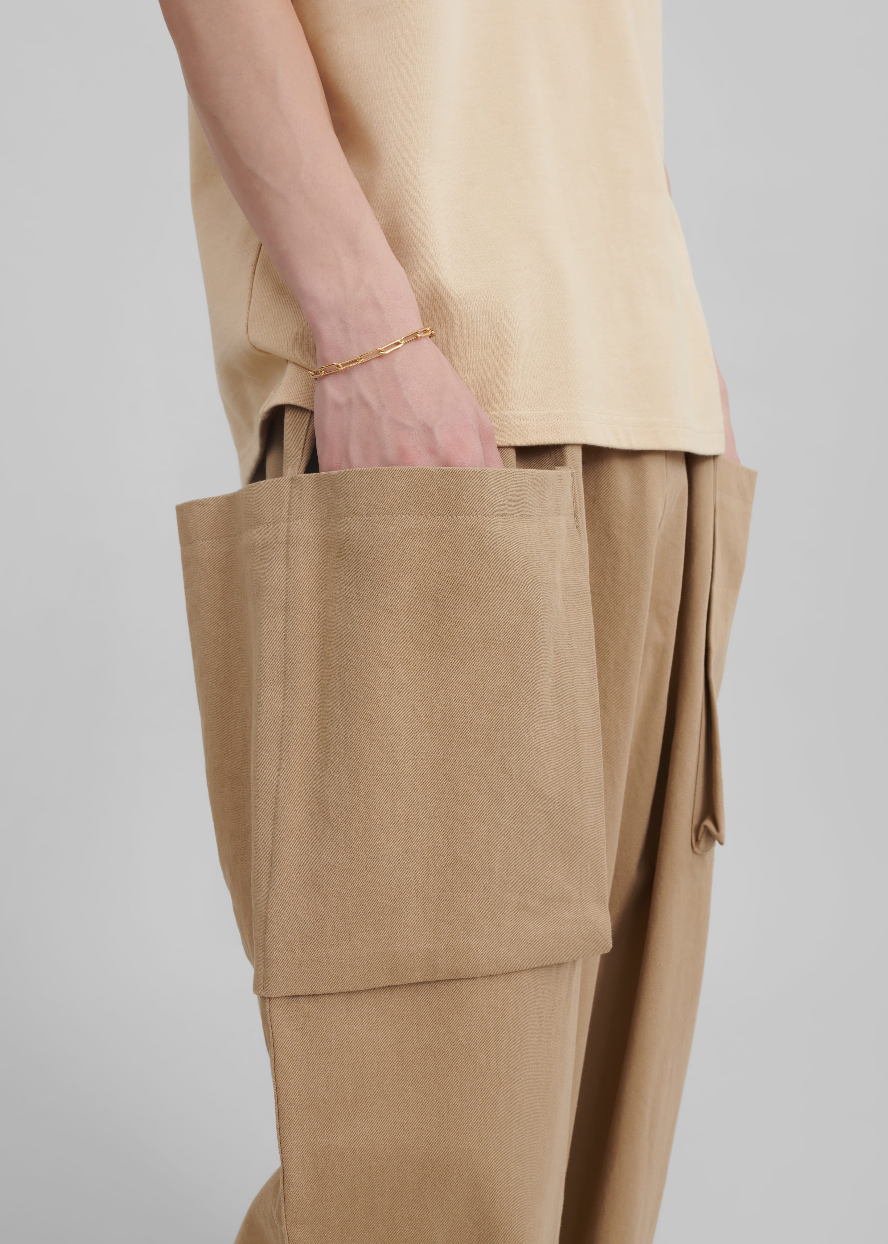 Lauri Drawstring Cargo Pants - Beige - 5