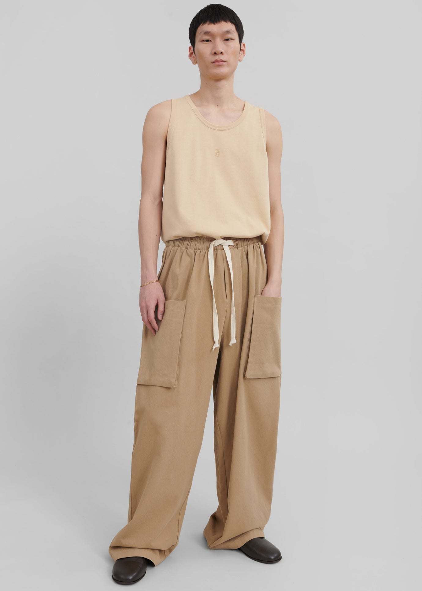 Lauri Drawstring Cargo Pants - Beige - 1